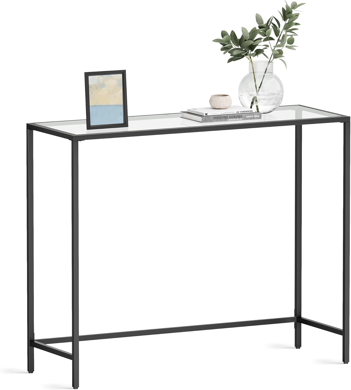 Konsolentisch Hartglas Modern Verstellbar Wohnzimmer Schwarz