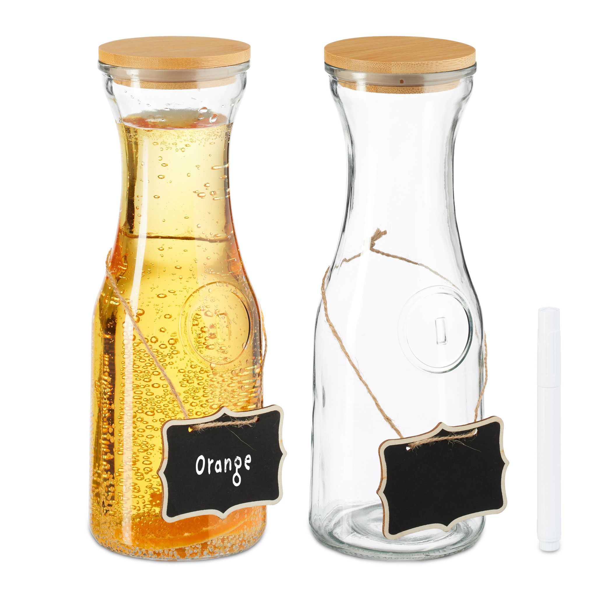 Wasserkaraffe mit Deckel Set Hellbraun-Schwarz-Transparent