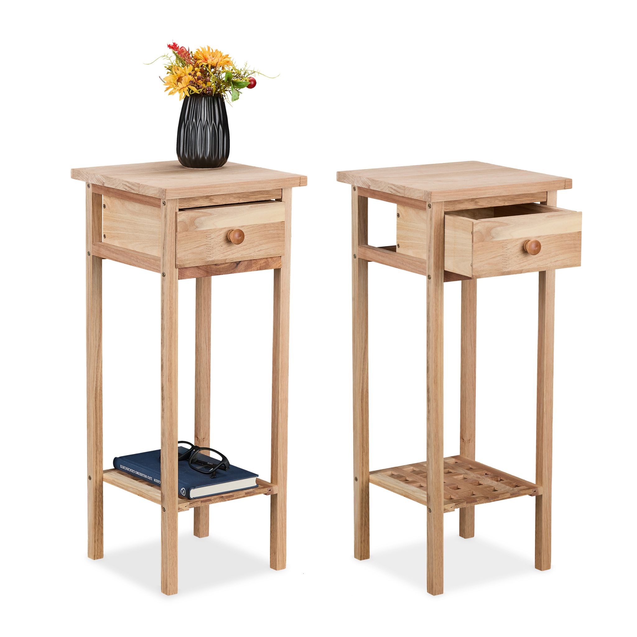 Telefontisch Holz 2er-Set Hellbraun