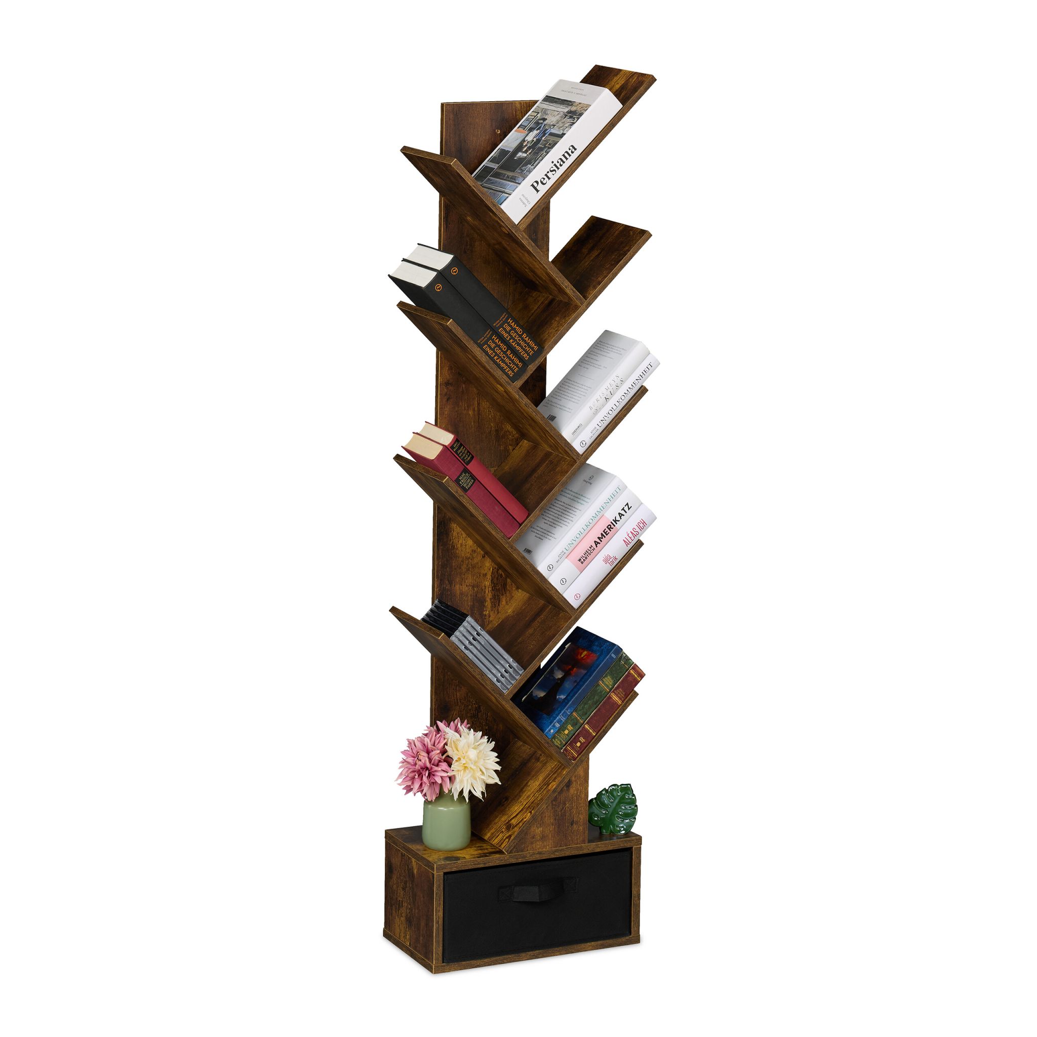 Bücherregal in Baumform Braun-Schwarz