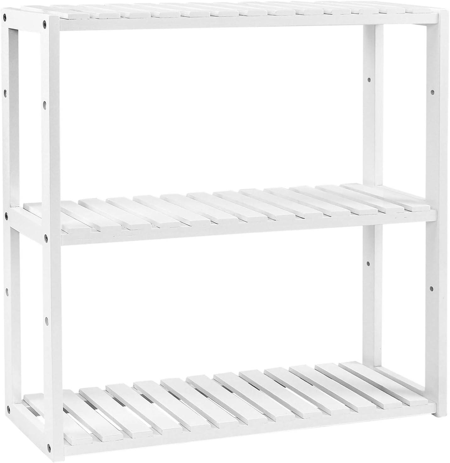 Badregal Bambus 3 Ablagen Wandmontage Weiss