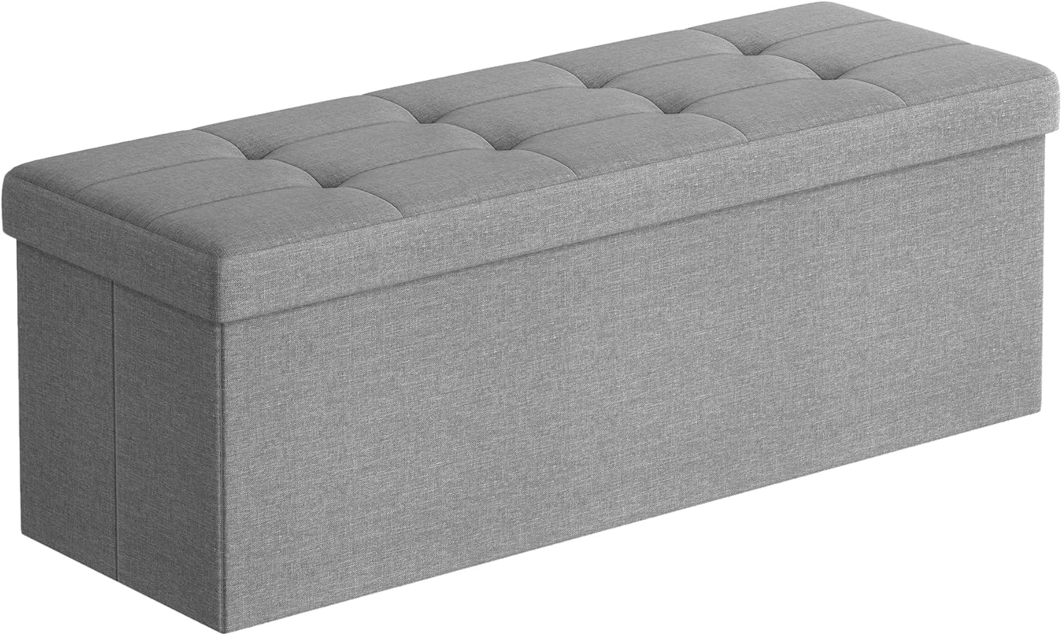 Sitzbank mit Stauraum 110cm Faltbar Leinenimitat Hellgrau