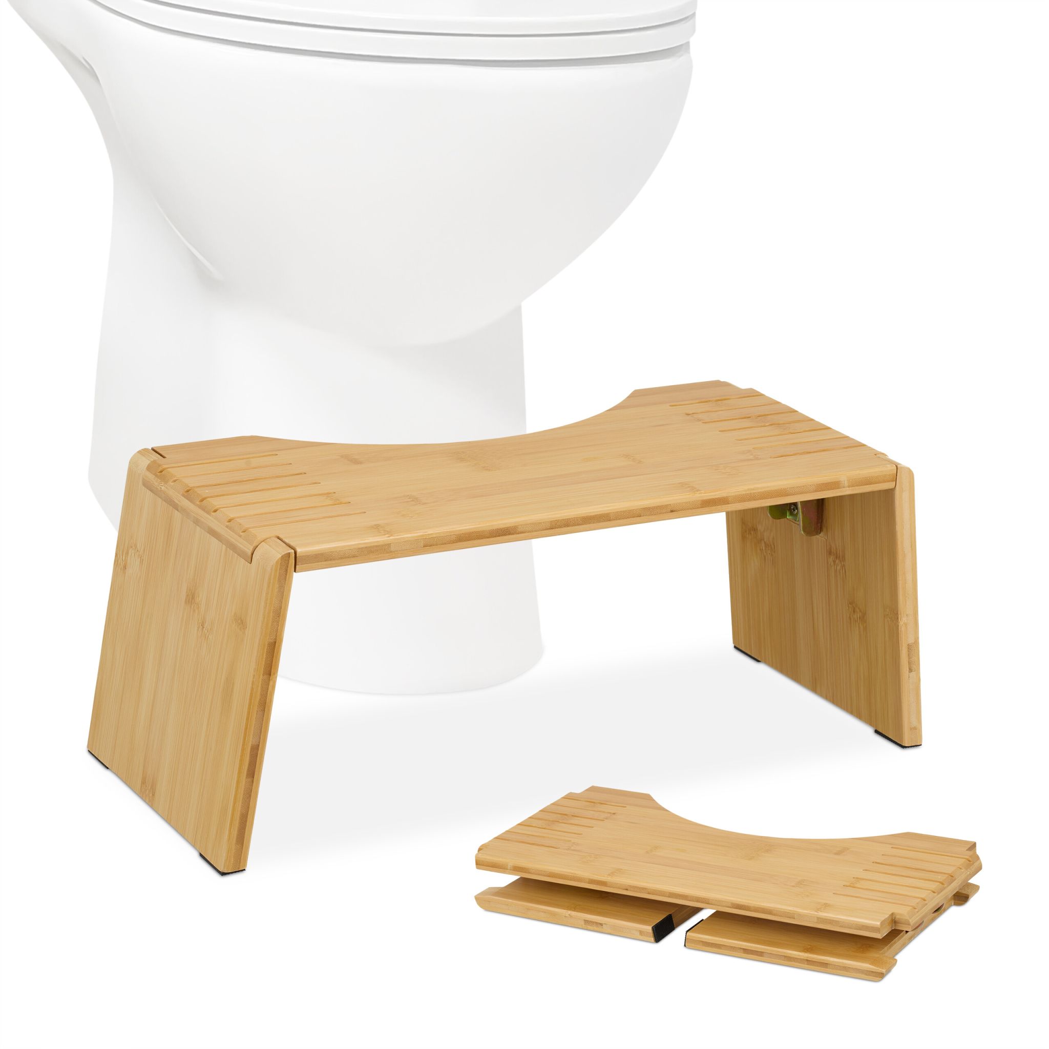 Klappbarer Toilettenhocker Bambus Hellbraun