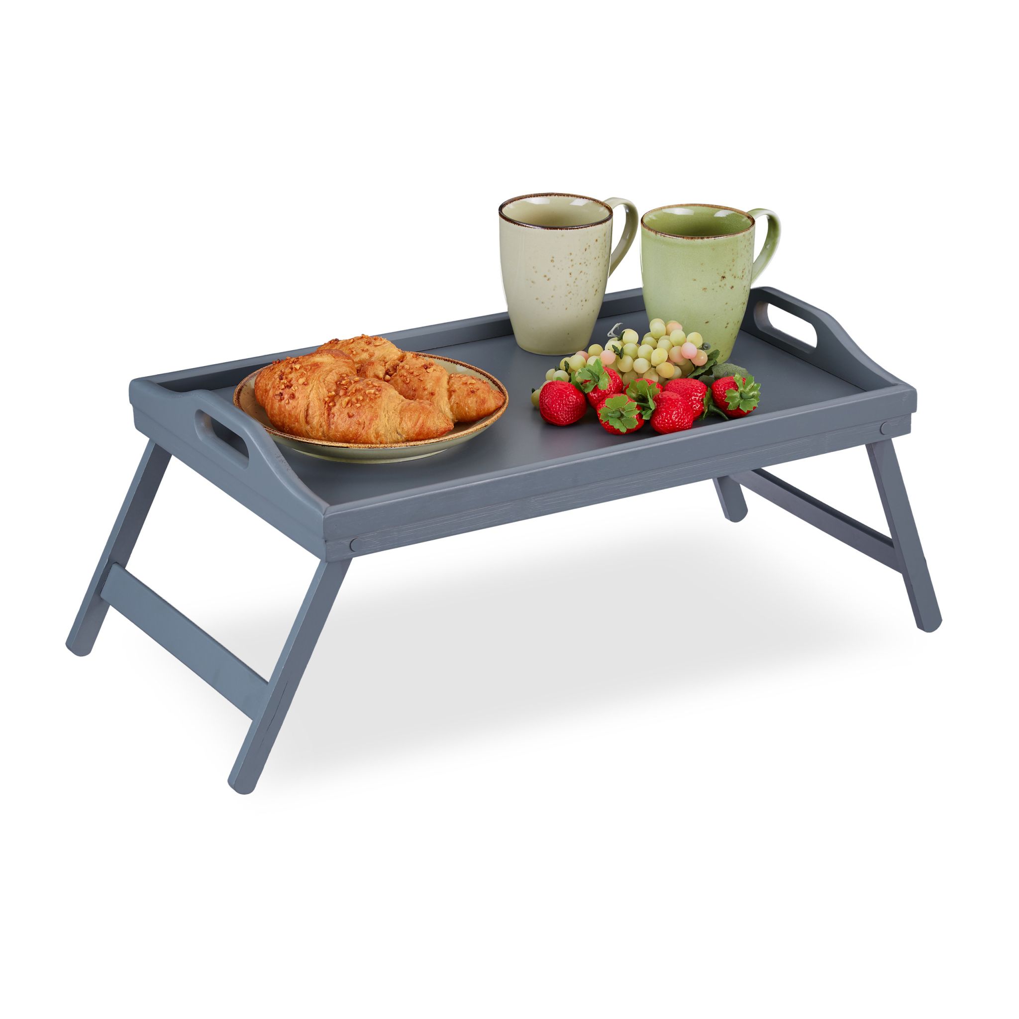 Betttablett Bambus Grau