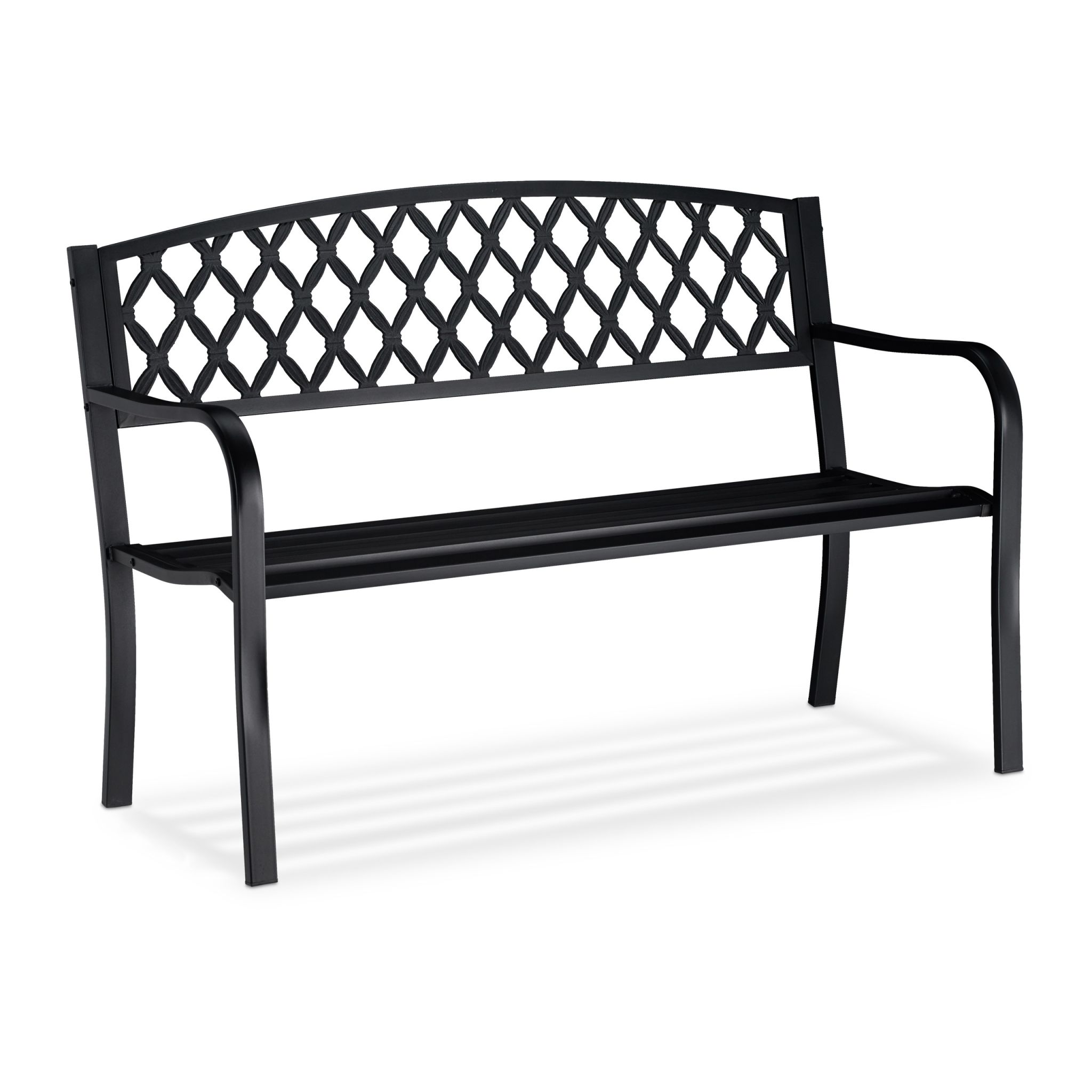 Gartenbank Metall mit Flechtmuster Schwarz