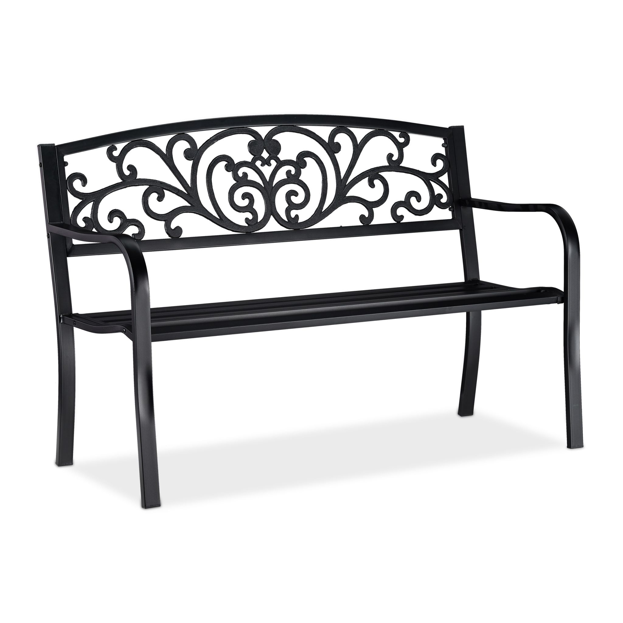 Gartenbank Metall Ornamente Schwarz