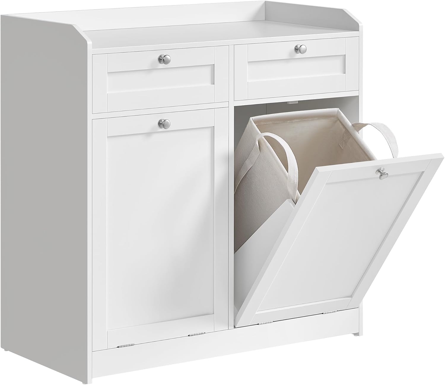 Badezimmerschrank mit Wäschekörben Weiss Holz