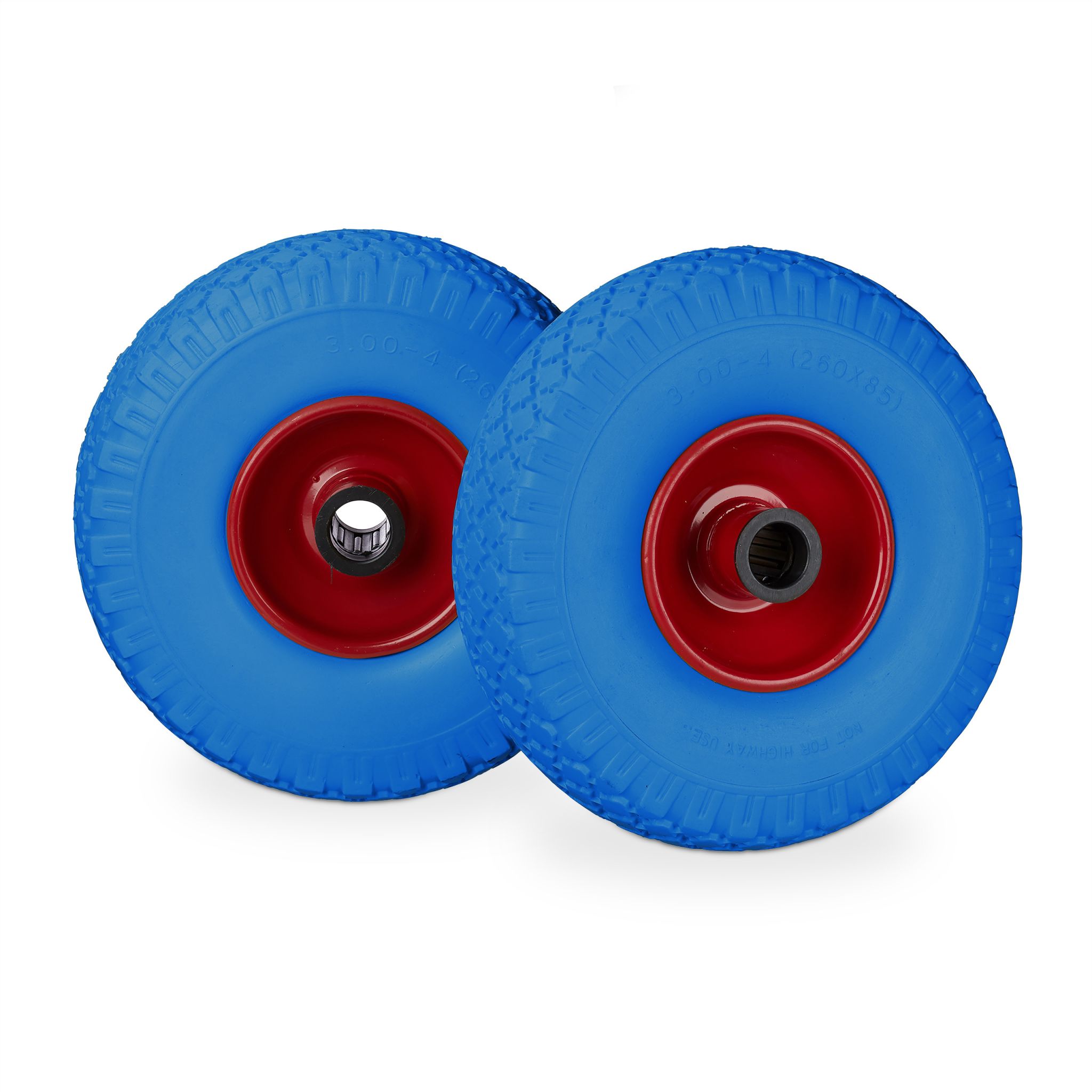 Sackkarrenrad Vollgummi 2er-Set Blau-Rot