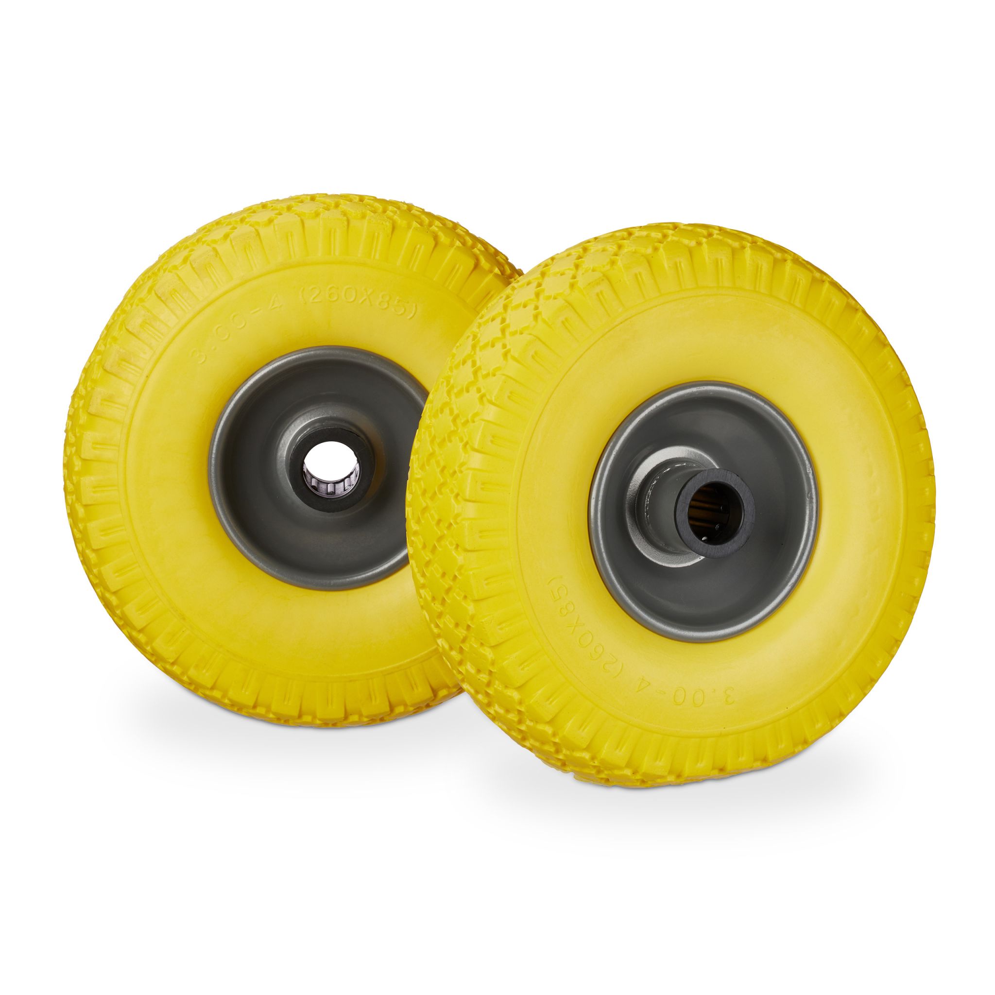 Sackkarrenrad Vollgummi 2er-Set Gelb-Grau