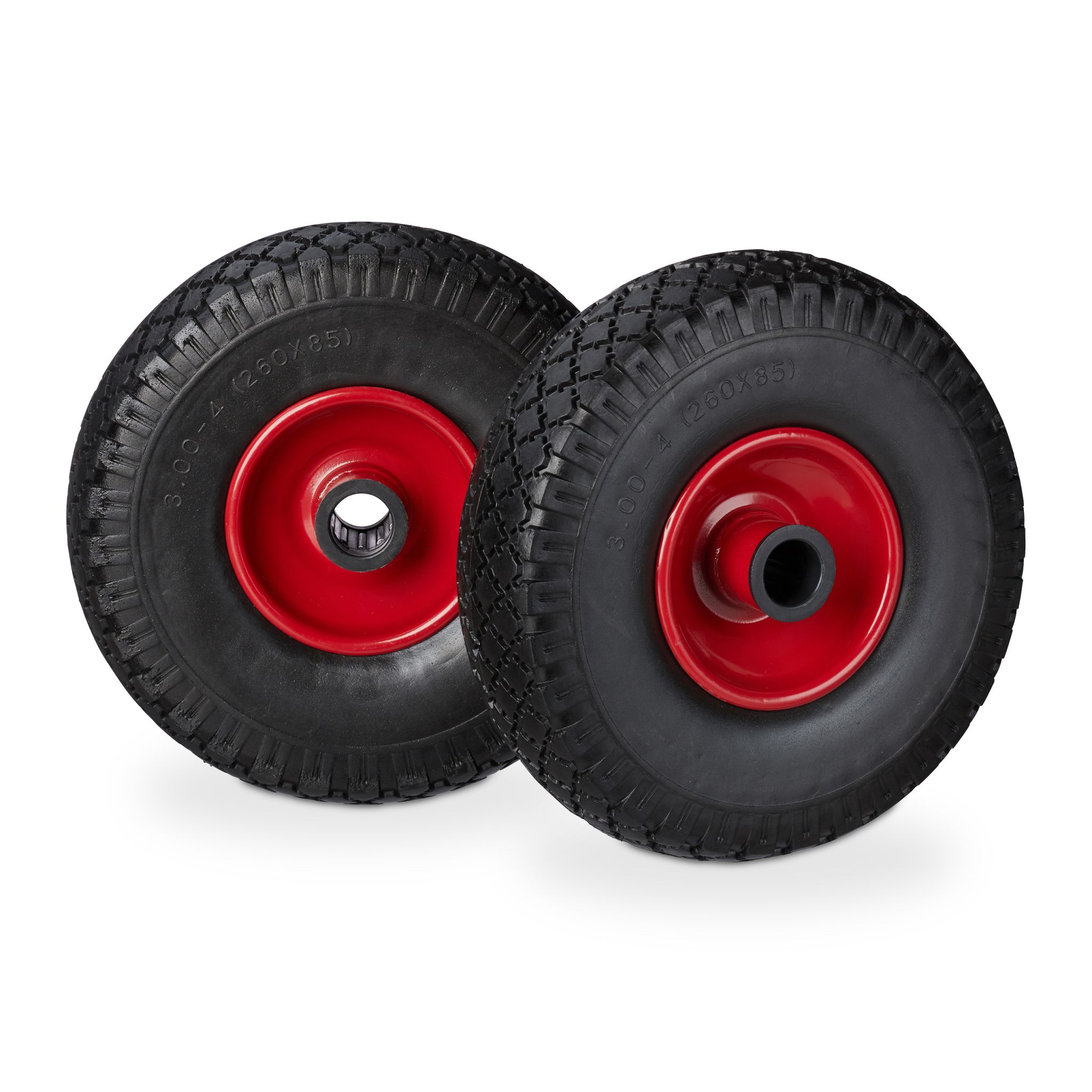 Sackkarrenrad Vollgummi 2er-Set Rot-Schwarz