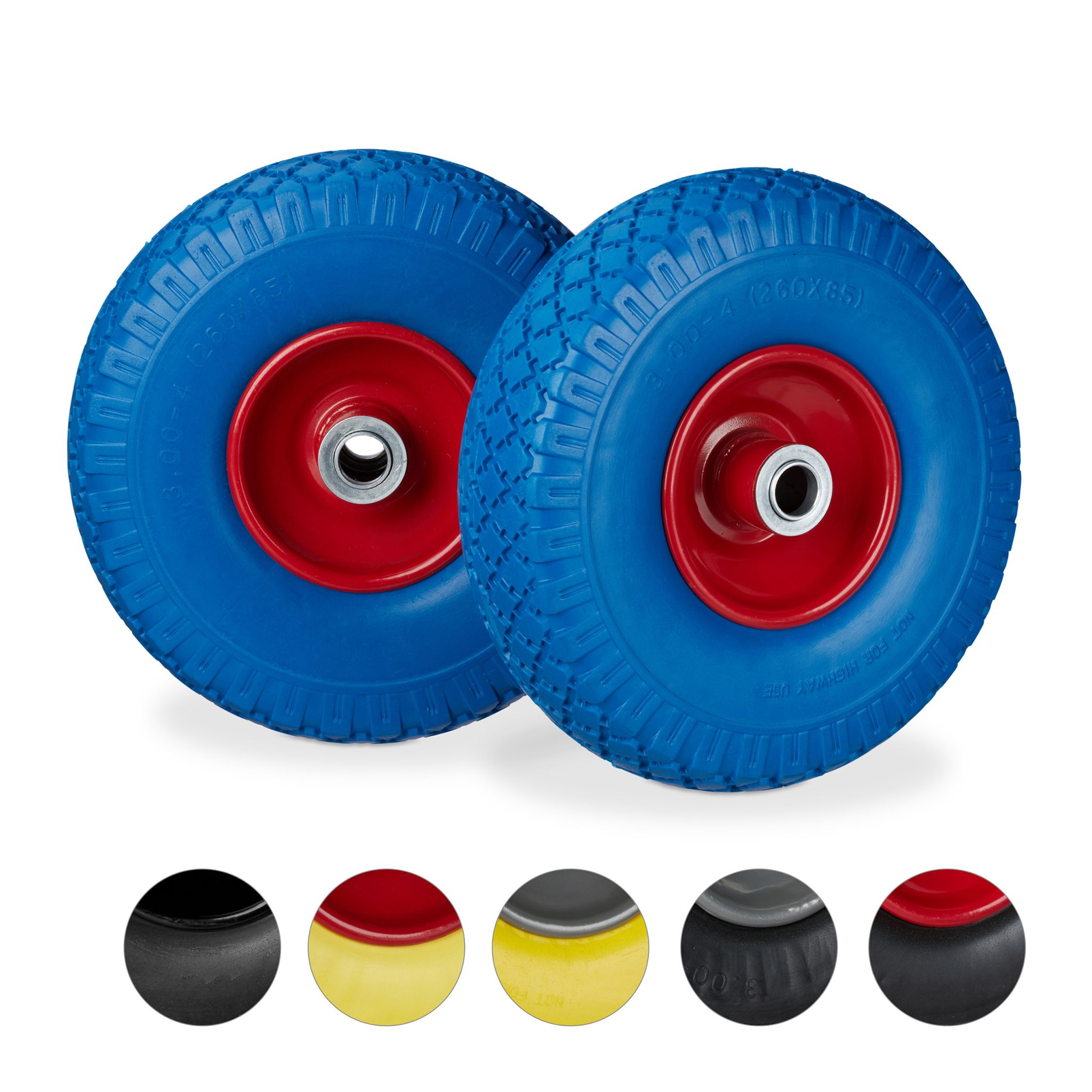 Sackkarrenrad mit Stahlfelge 2er-Set Blau-Rot