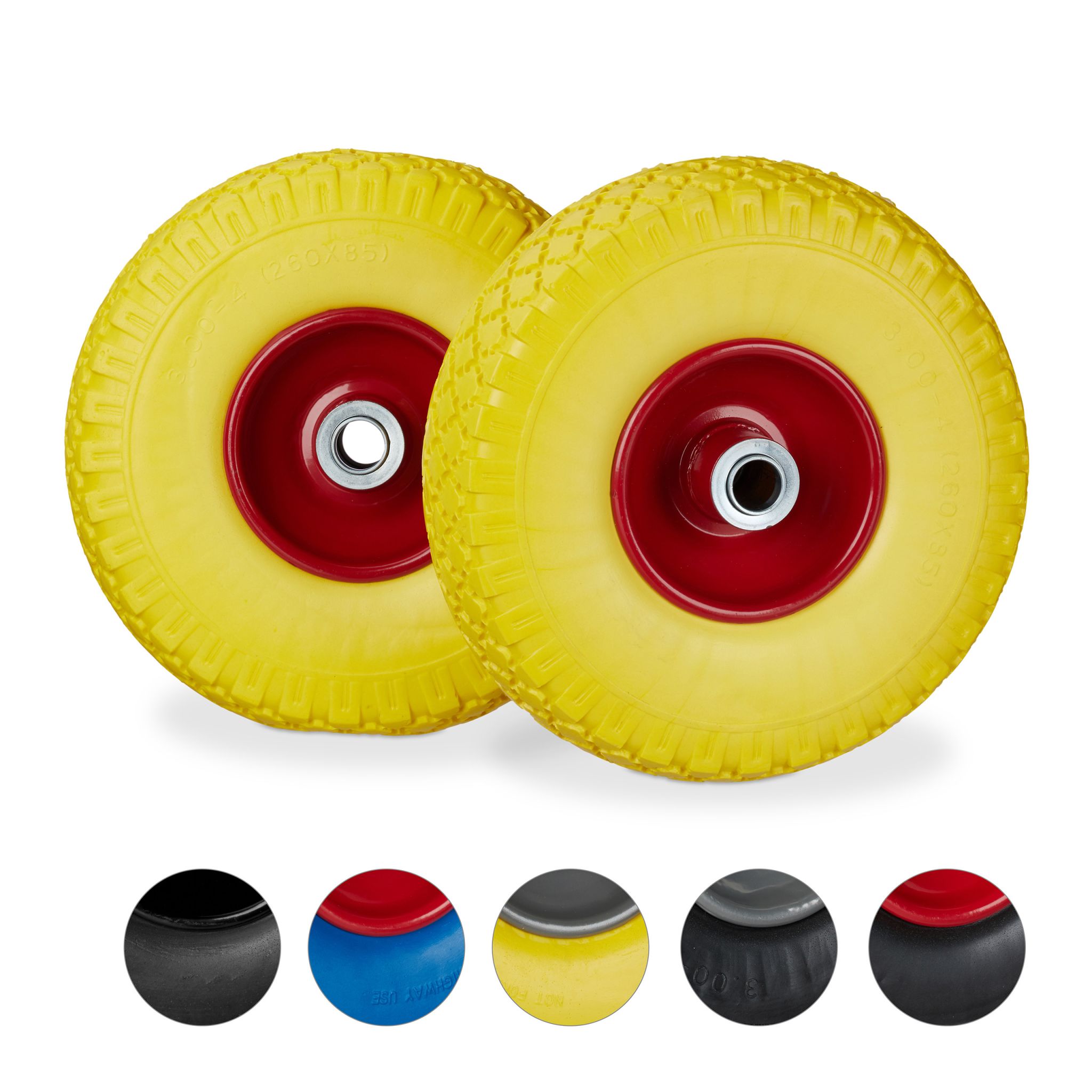 Sackkarrenrad mit Stahlfelge 2er-Set Gelb-Rot