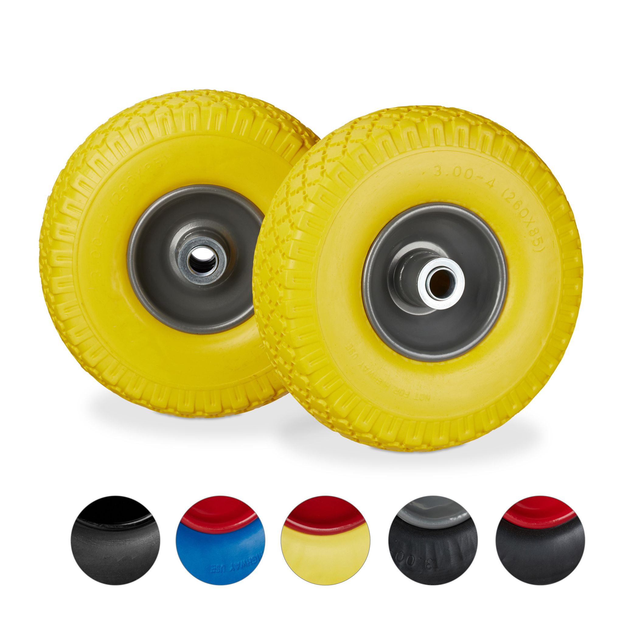 Sackkarrenrad mit Stahlfelge 2er-Set Gelb-Grau