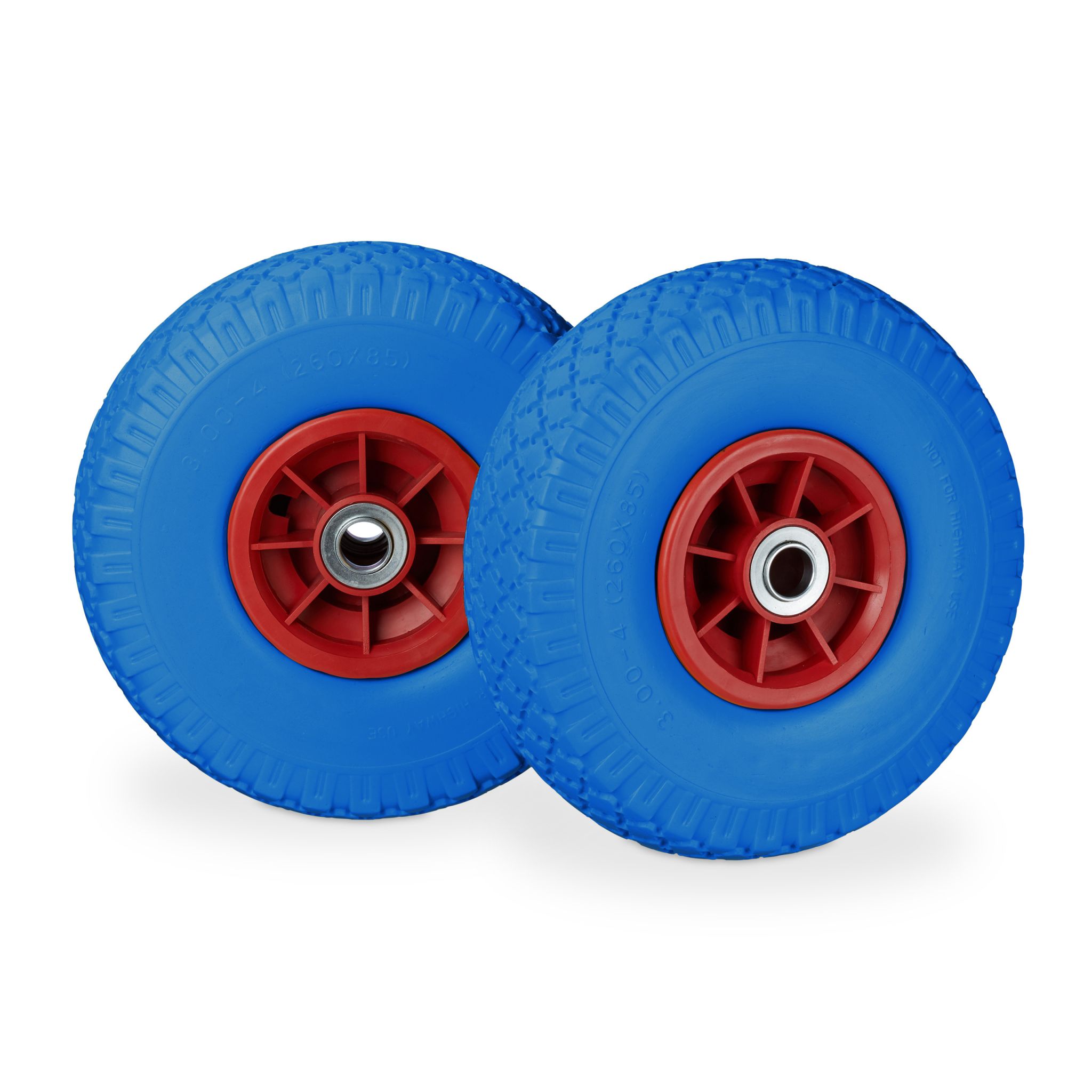 Sackkarrenrad PU 3.00-4 2er-Set Blau-Rot