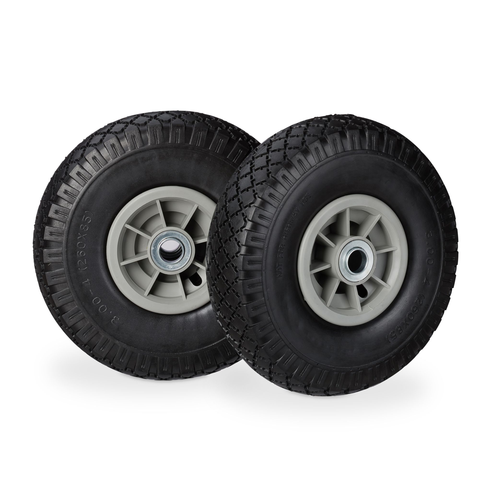 Sackkarrenrad PU 3.00-4 2er-Set Schwarz-Grau