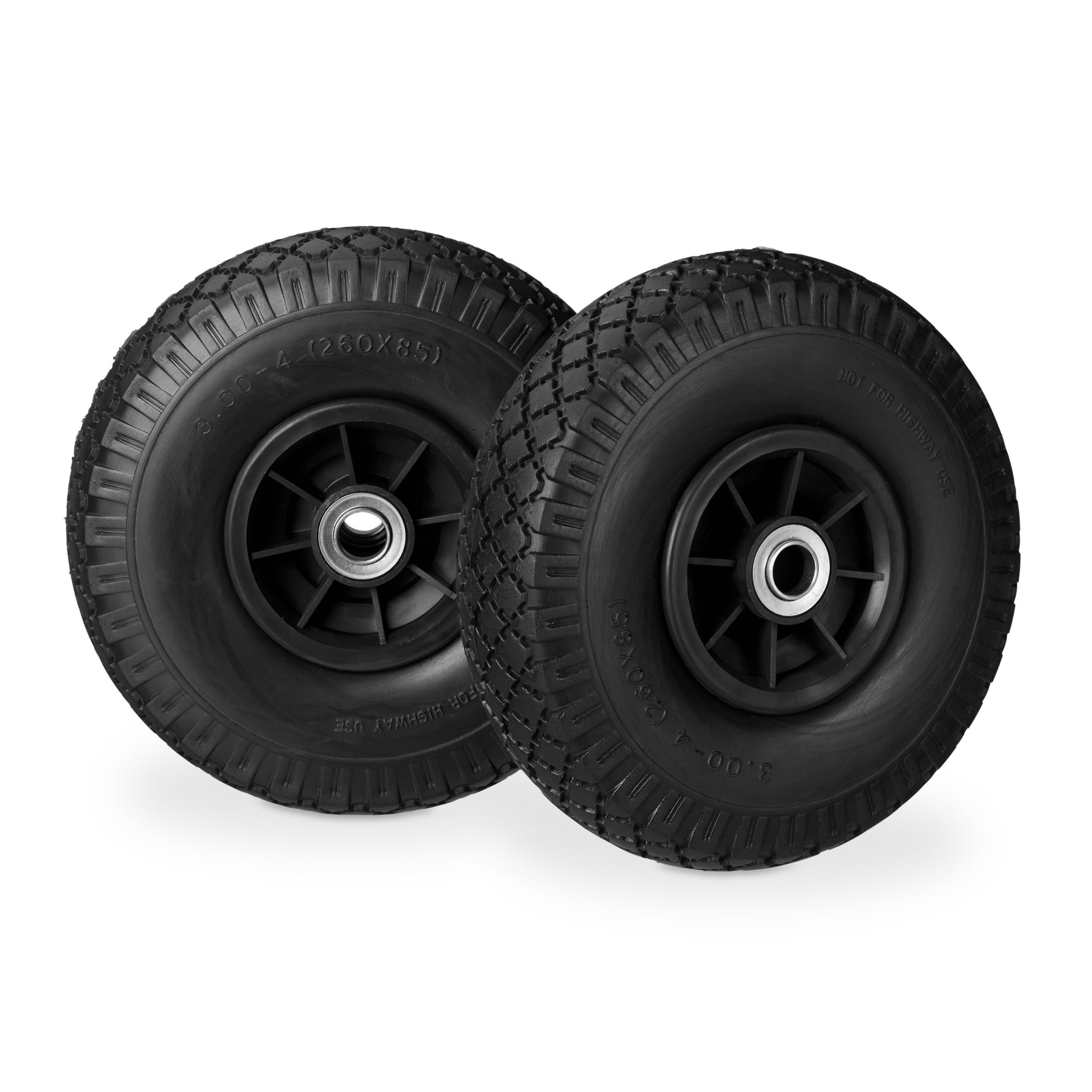 Sackkarrenrad PU 3.00-4 2er-Set Schwarz