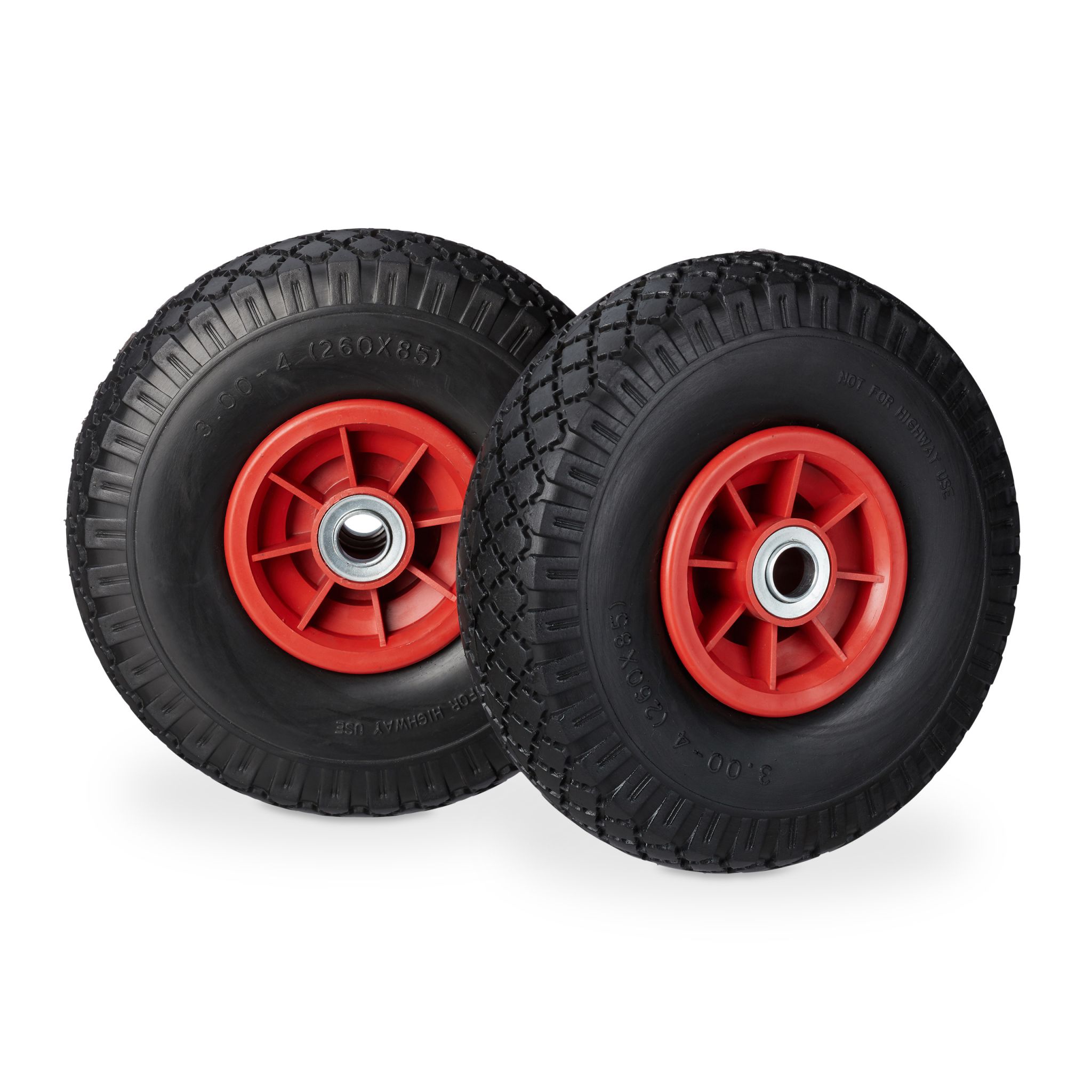 Sackkarrenrad PU 3.00-4 2er-Set Rot-Schwarz