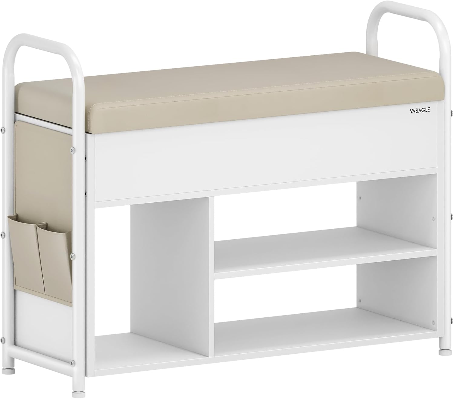 Schuhbank Polster Stauraum Weiss Beige