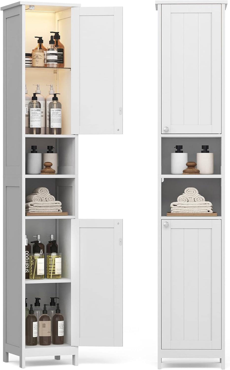 Hochschrank Bad Beleuchtung Weiss Holz