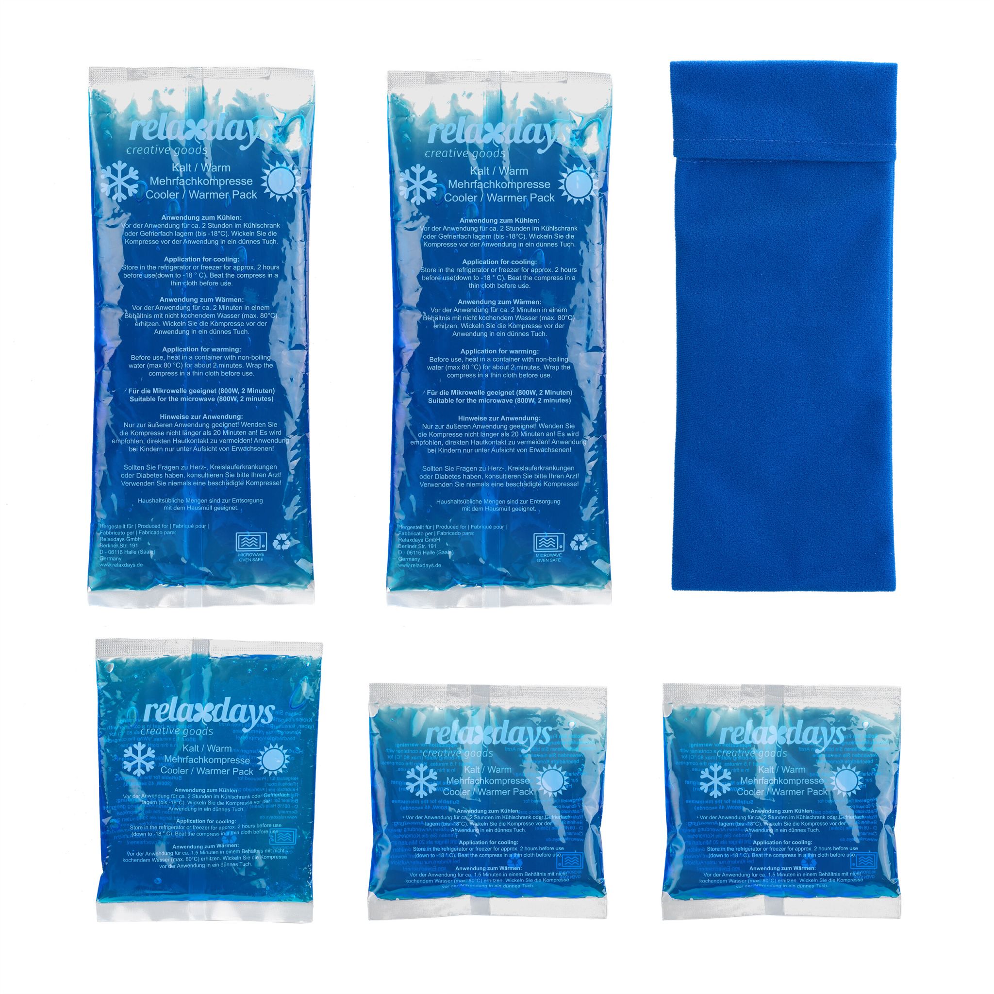 Kühlpads 5er-Set mit Hülle Blau