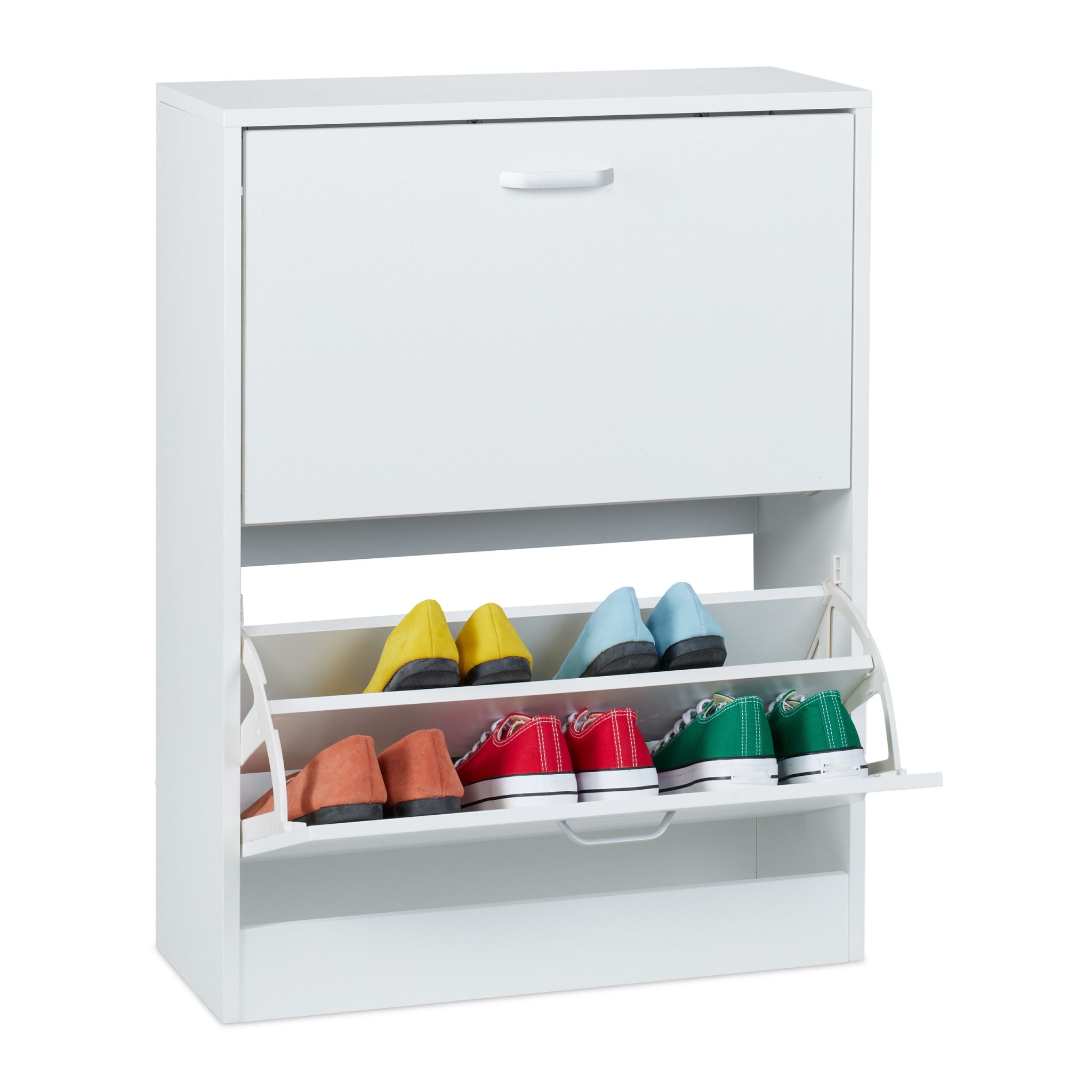 Schuhschrank Kipper Weiss-Silber