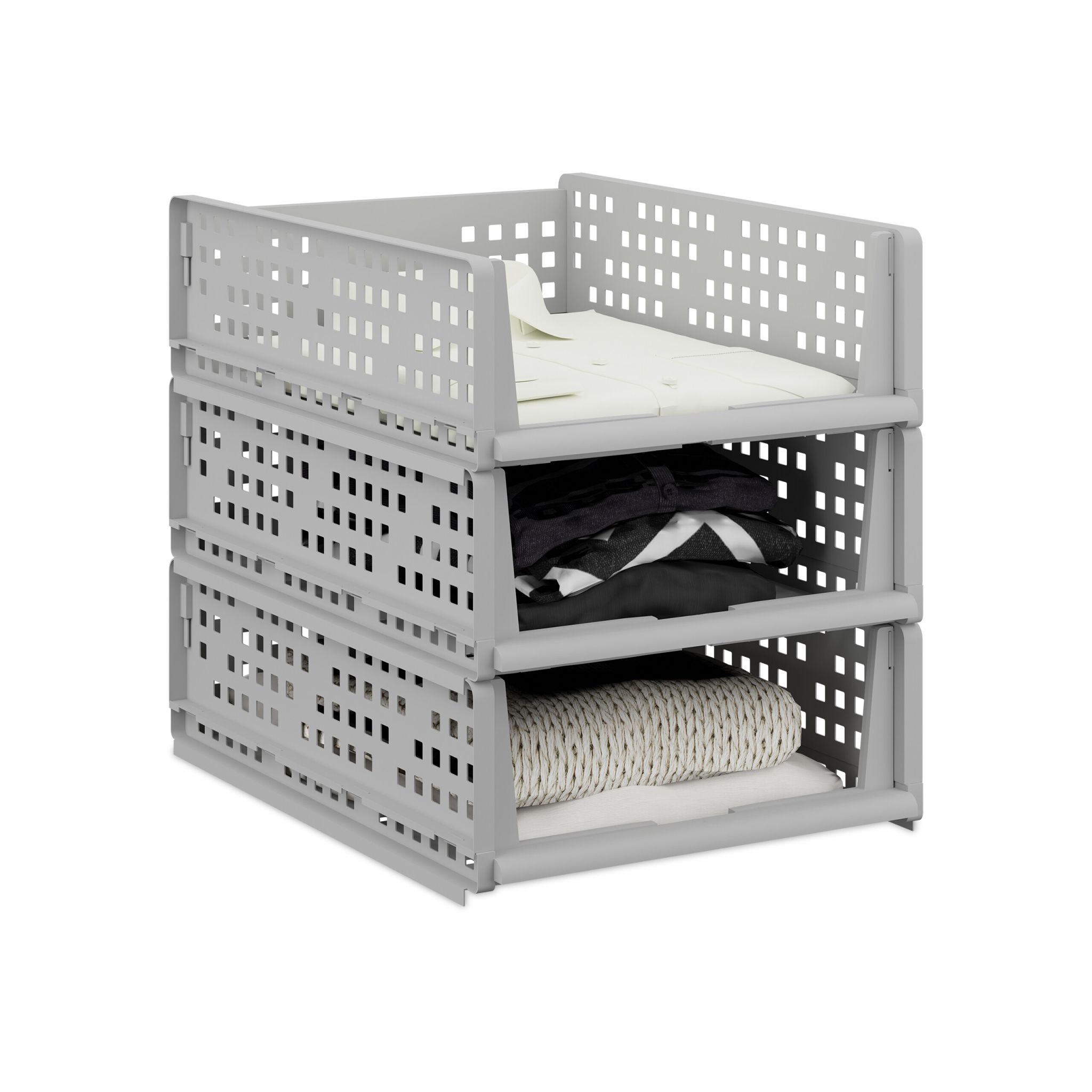 Schrank Organizer 3er-Set Grau