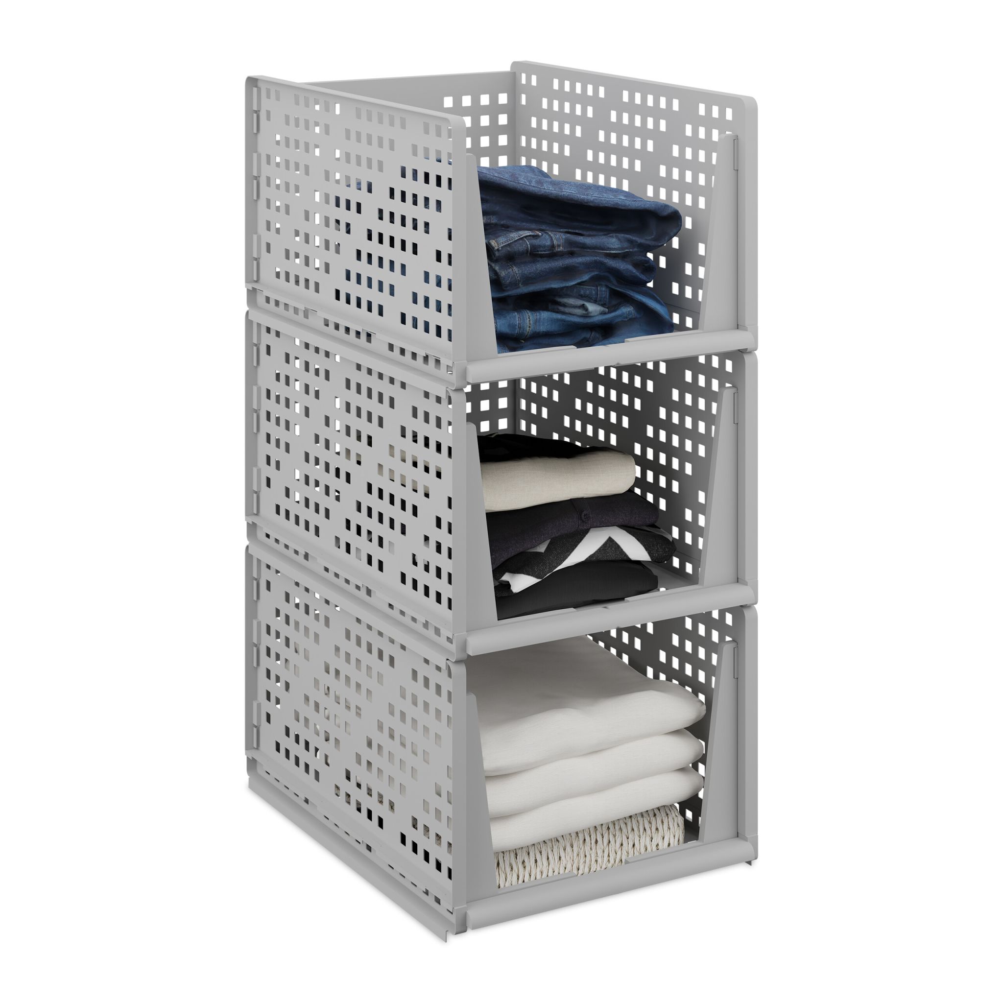 Schrank Organizer 3er-Set Grau