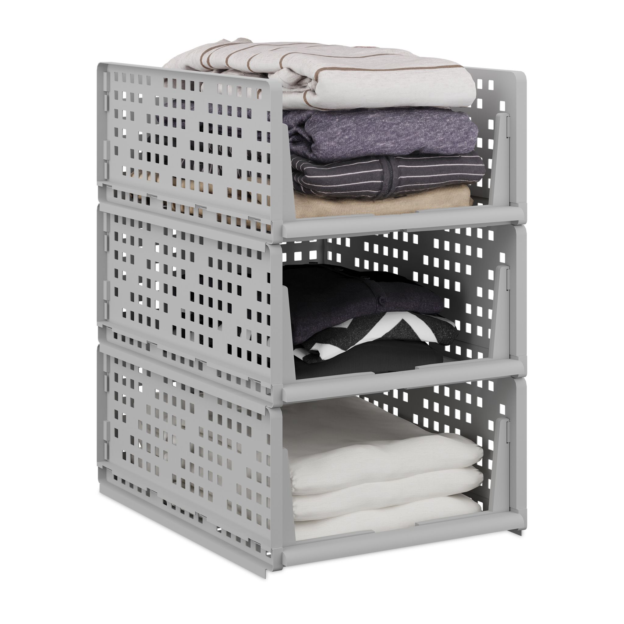 Schrank Organizer 3er-Set Grau