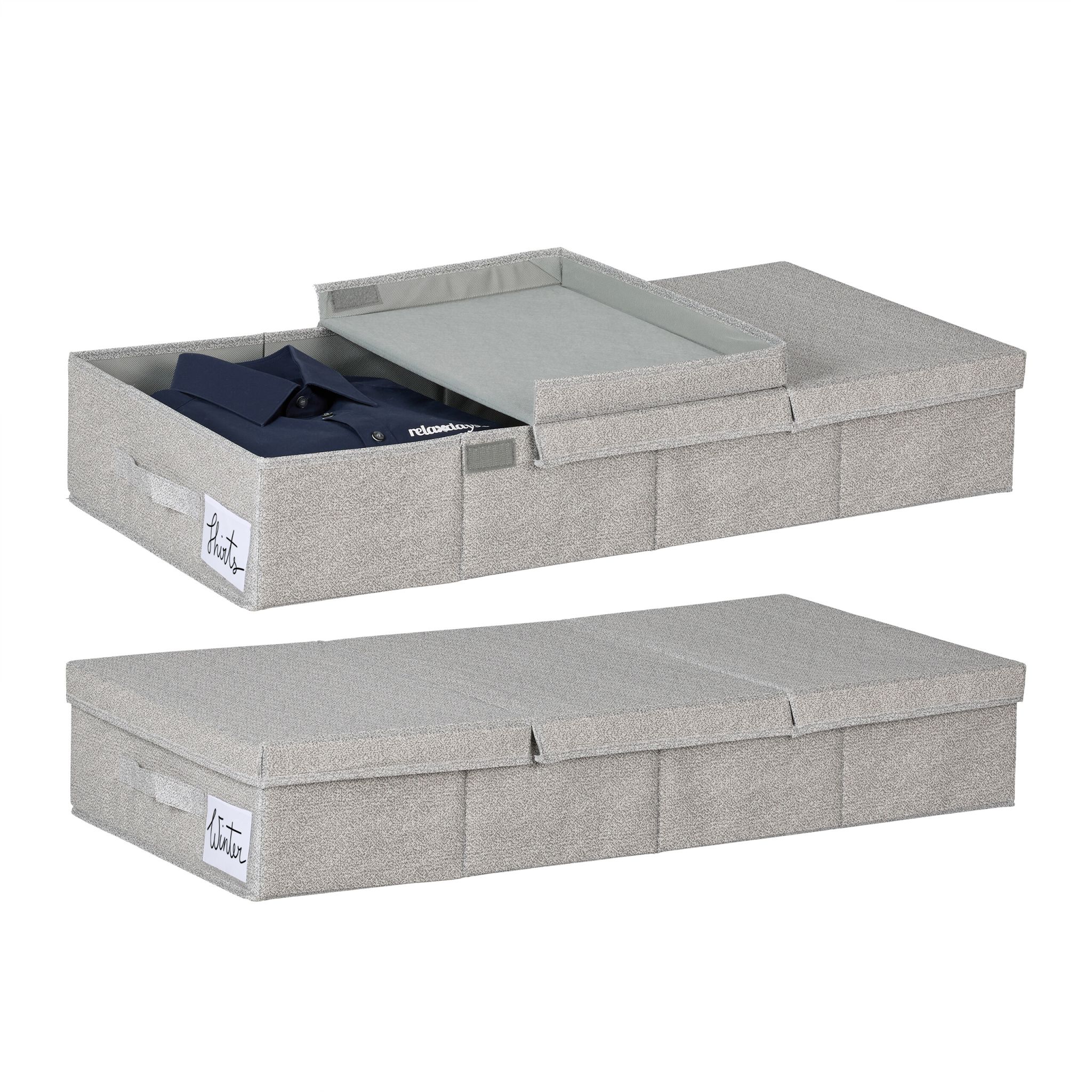Unterbettkommode mit Deckel 2er-Set Grau