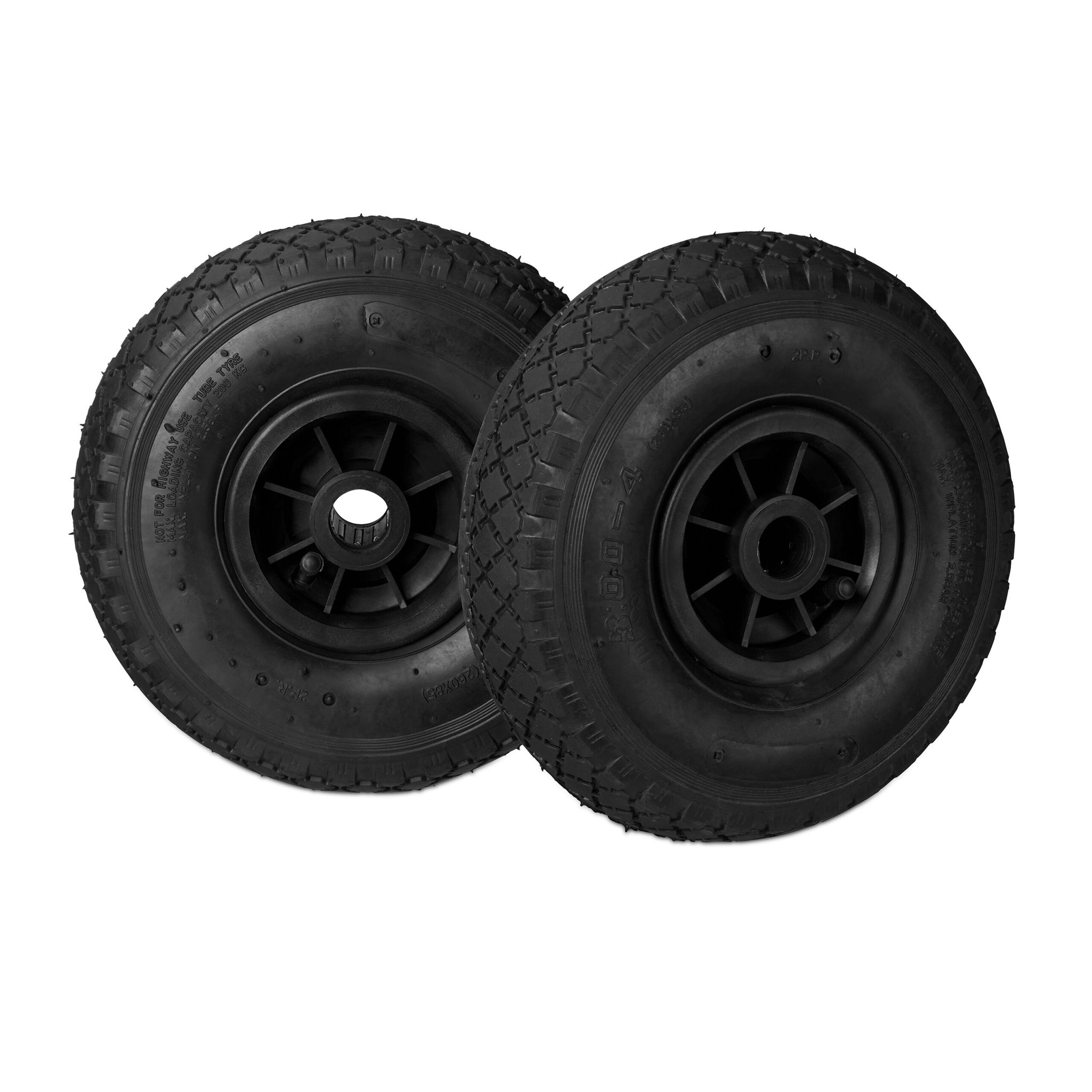 Sackkarrenrad 3.00-4 luftbereift 2er-Set Schwarz