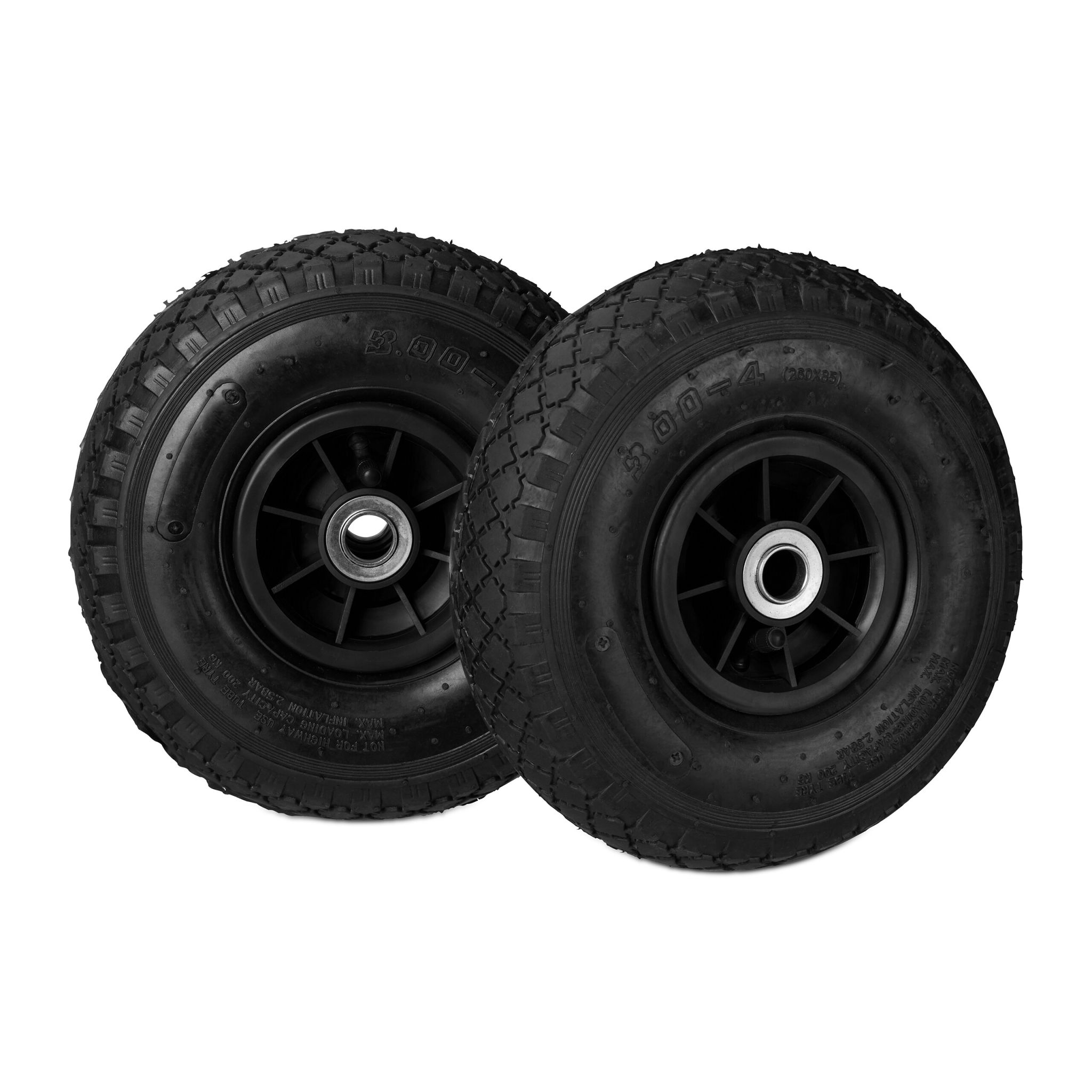 Sackkarrenrad 3.00-4 luftbereift 2er-Set Schwarz
