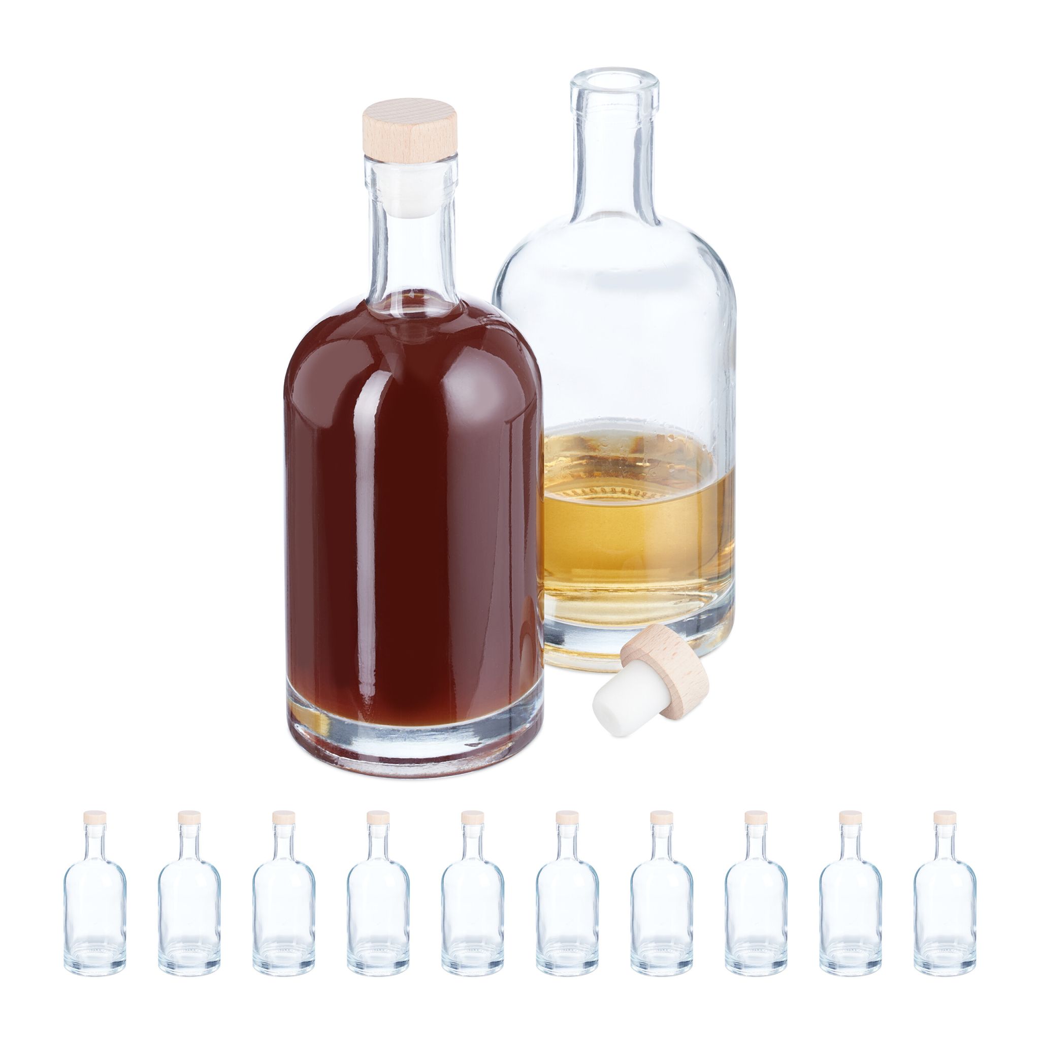 Flaschen zum Befüllen 12er-Set 500ml Hellbraun-Transparent