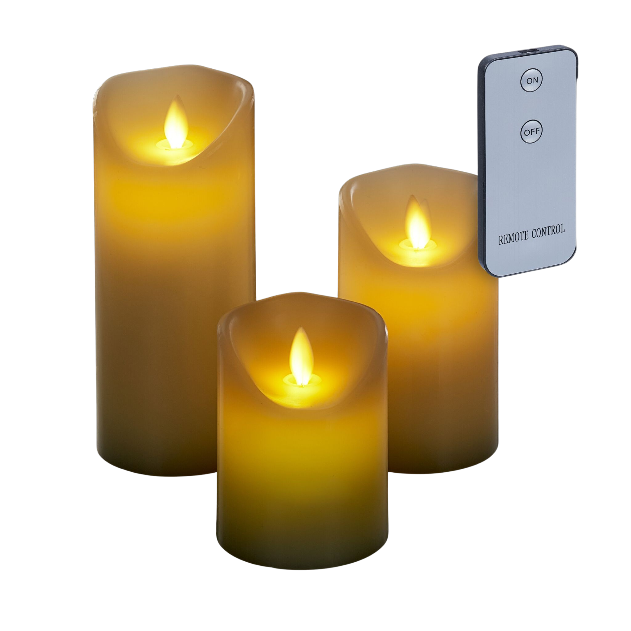 LED Kerzen 3er-Set mit Fernbedienung Creme-Schwarz-Silber