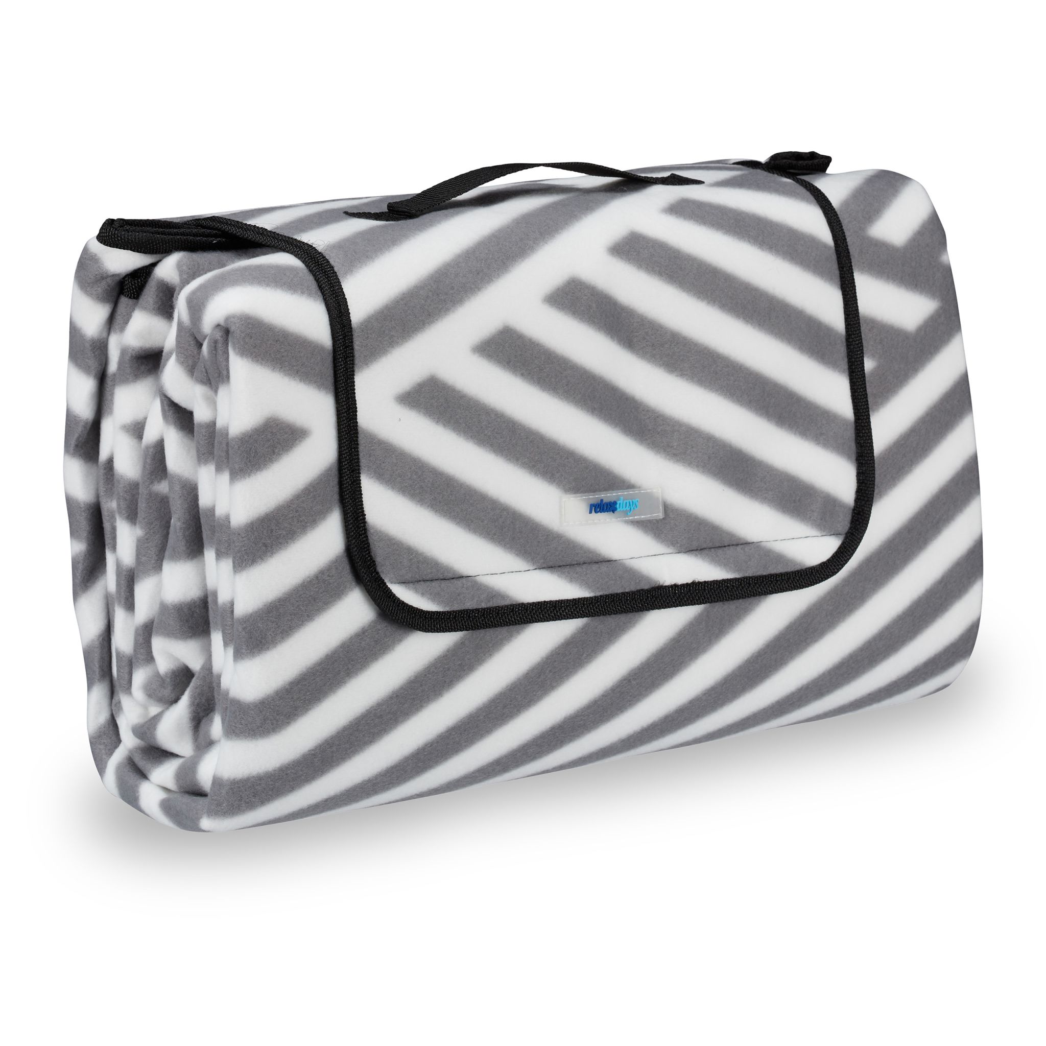 Picknickdecke Streifen Weiss-Grau