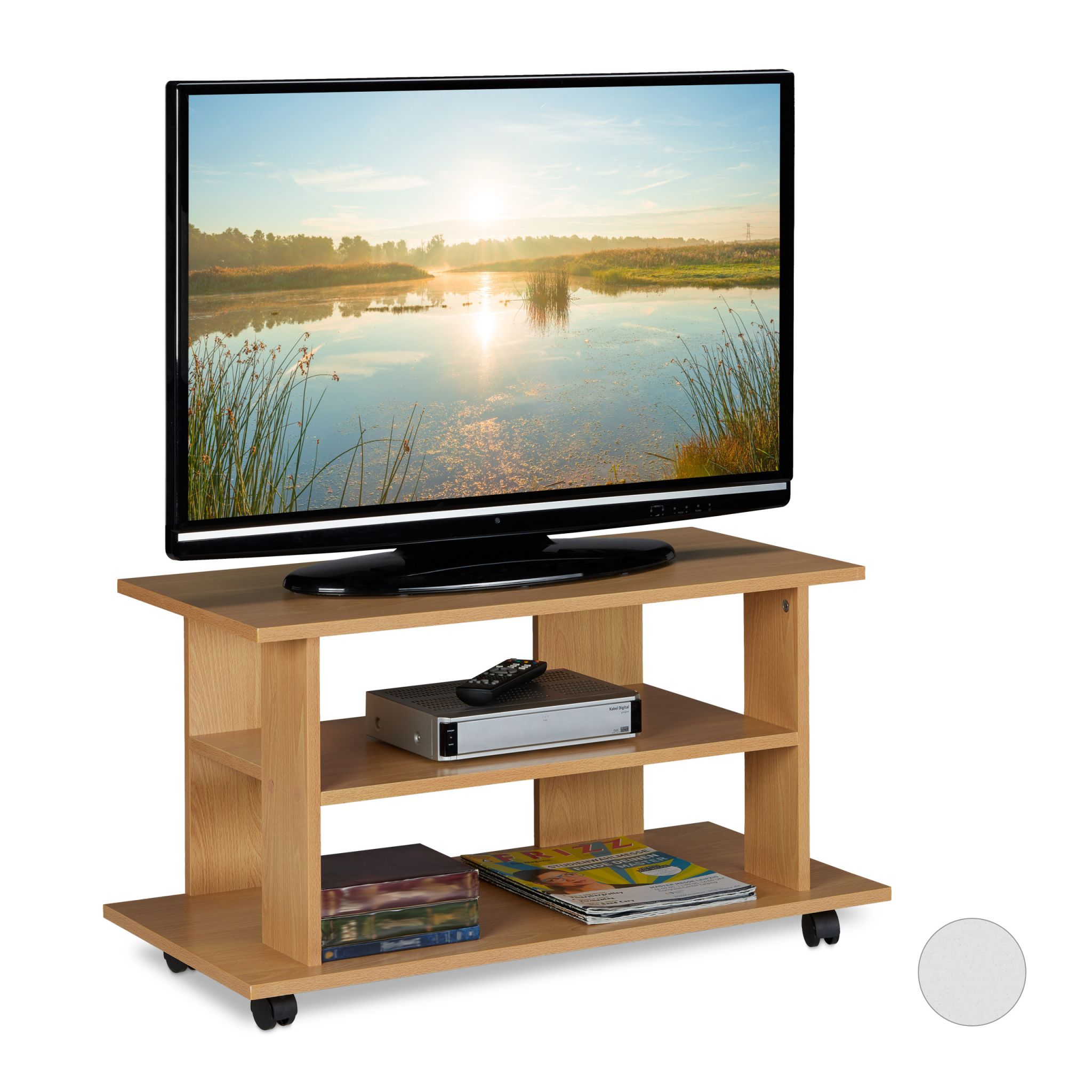 TV Board fahrbar Hellbraun