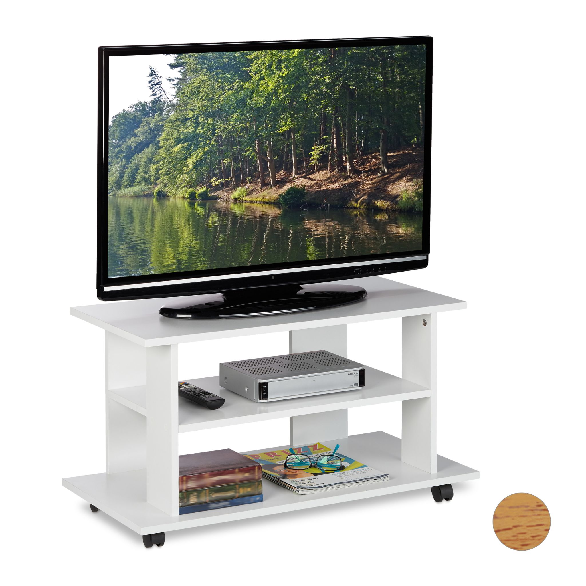 TV Board fahrbar Weiss