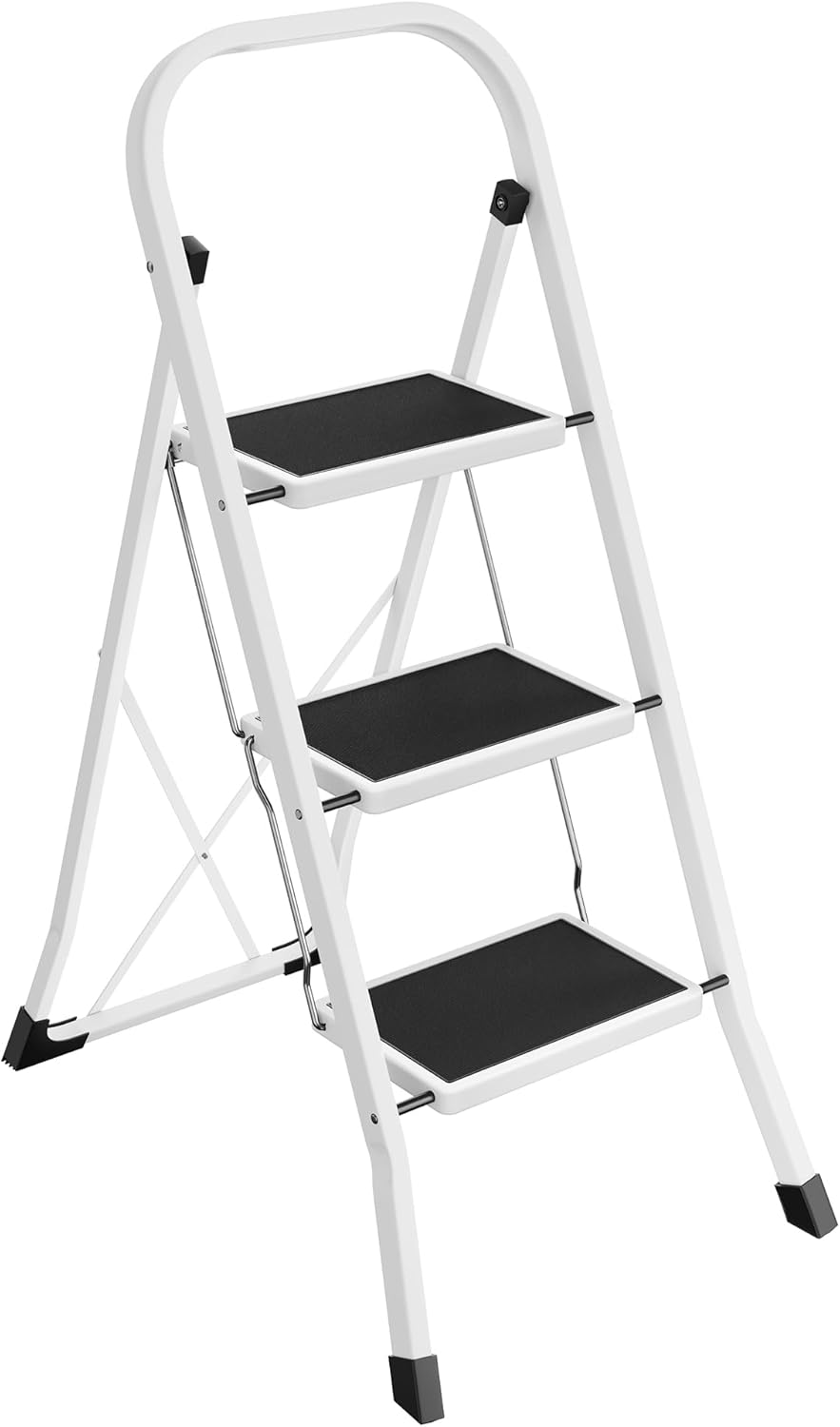 Trittleiter Klappbar 3 Stufen 150kg Weiss