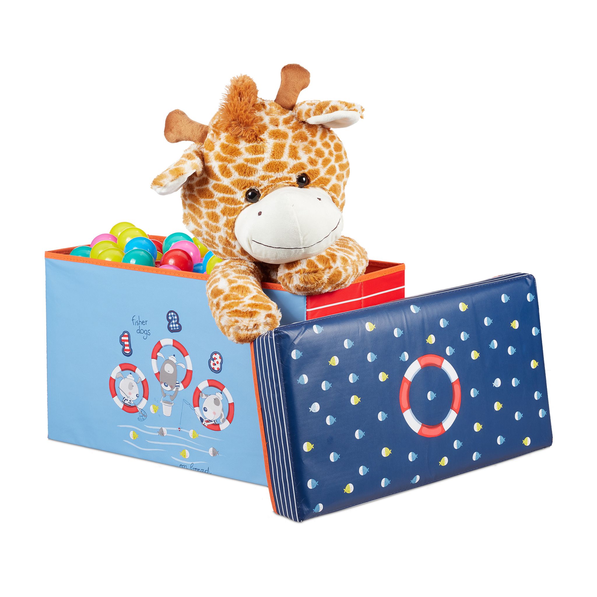 Sitzbox für Kinder Dunkelblau-Hellblau-Rot