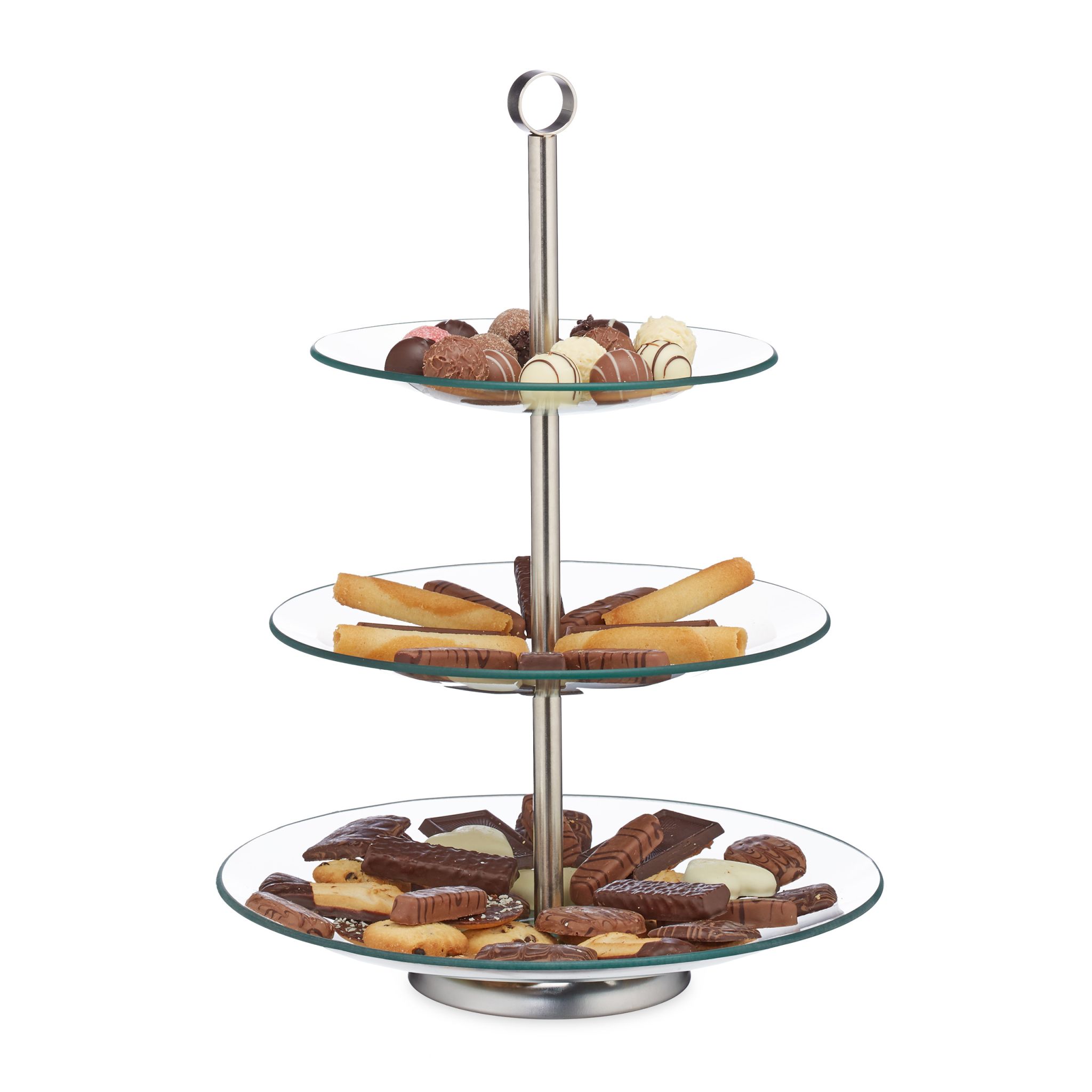 Runde Etagere 3-stufig Silber-Transparent