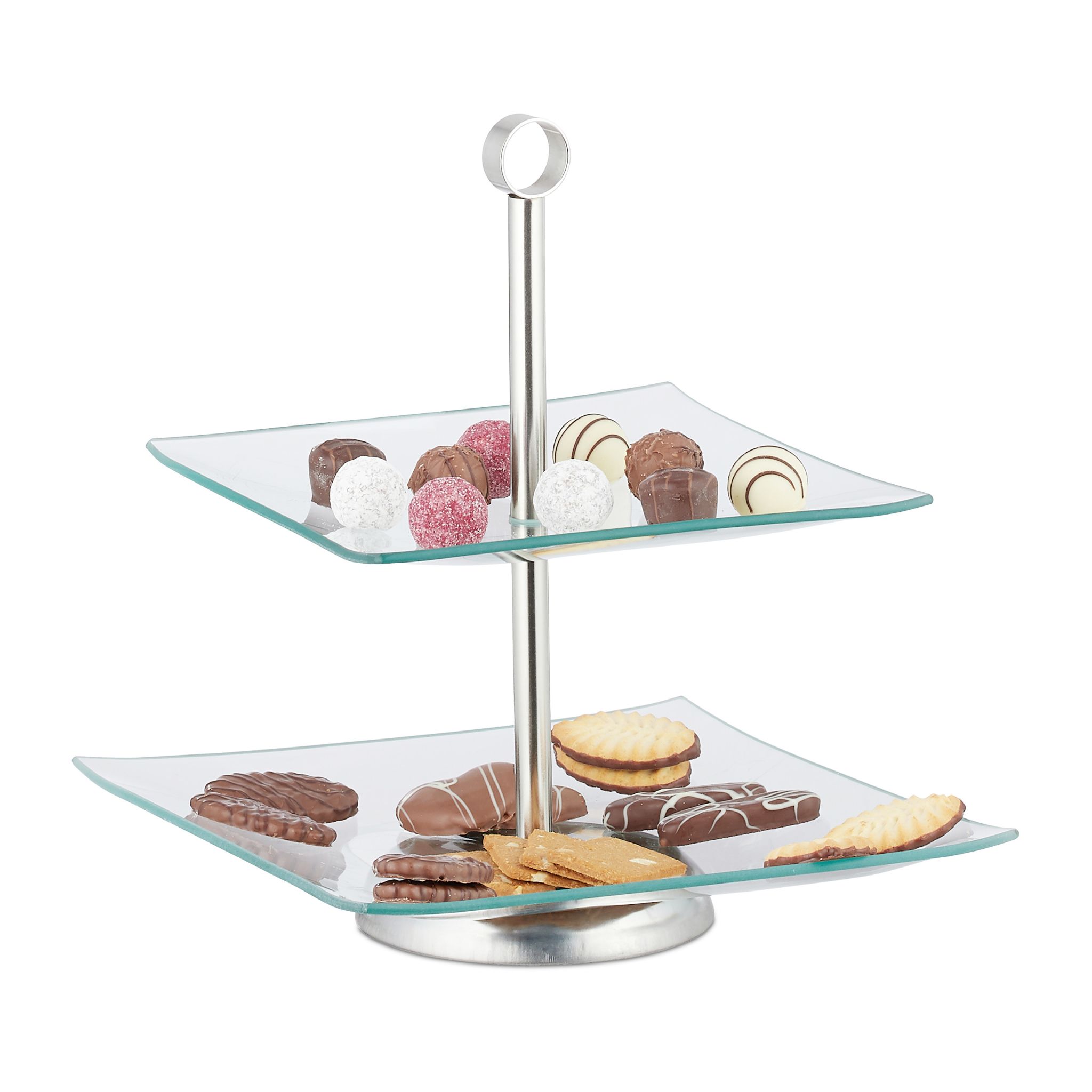 Etagere 2-stufig Silber-Transparent