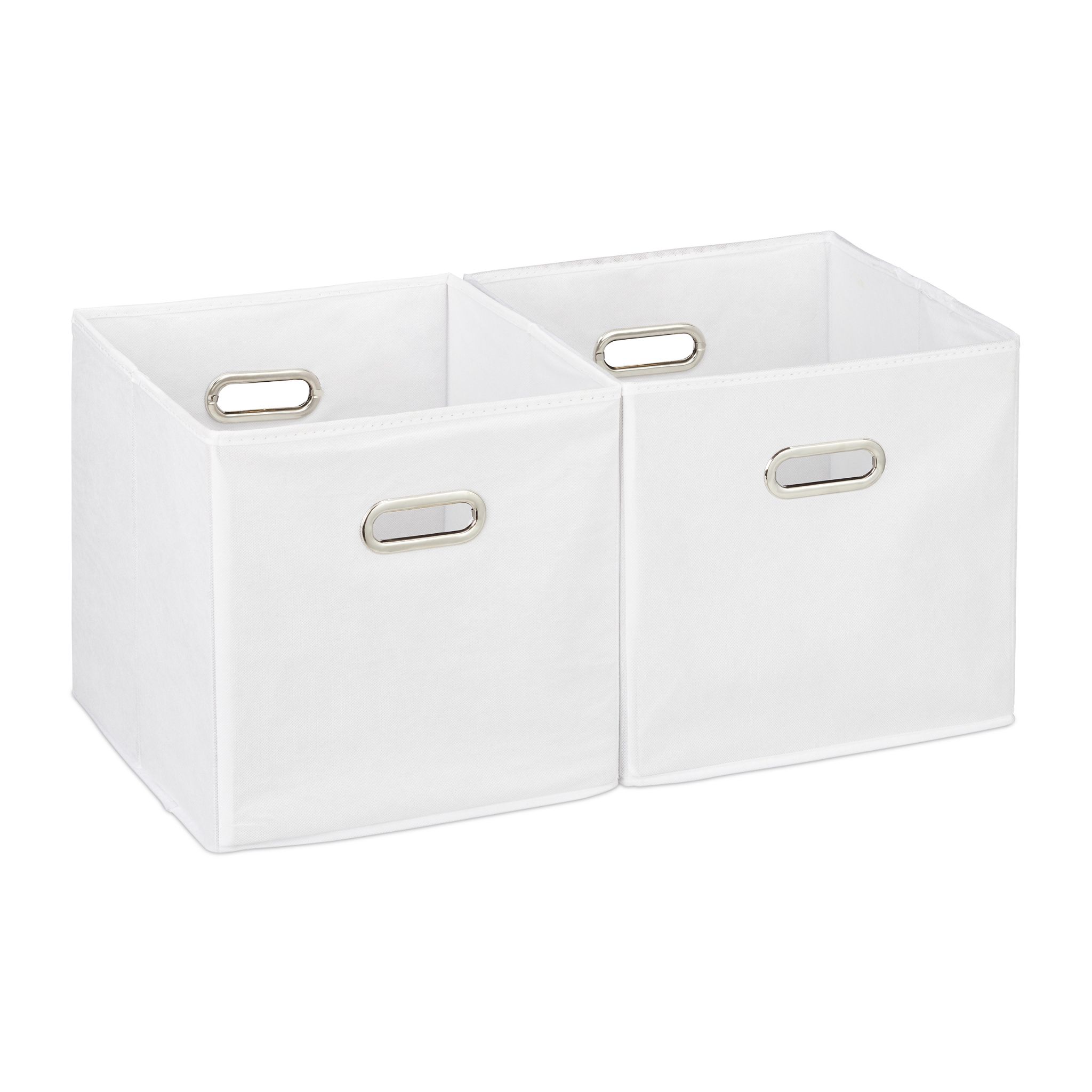 Aufbewahrungsbox Stoff 2er-Set Weiss-Silber