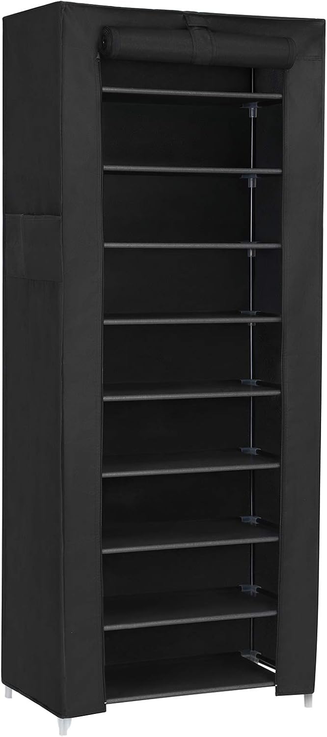 Schuhregal mit 9 Ebenen Schwarz, 28 x 58 x 162 cm