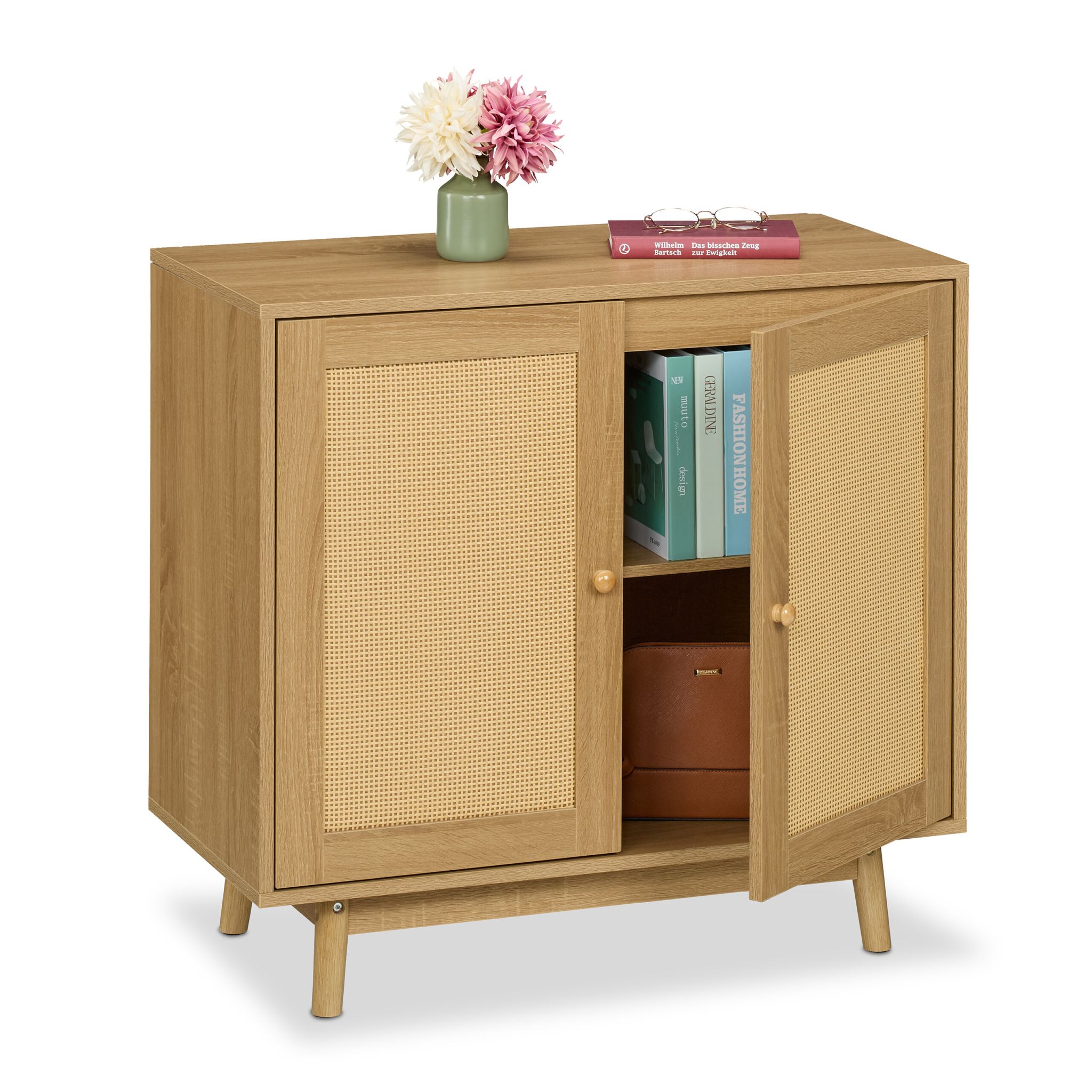 Sideboard Rattan-Design Hellbraun