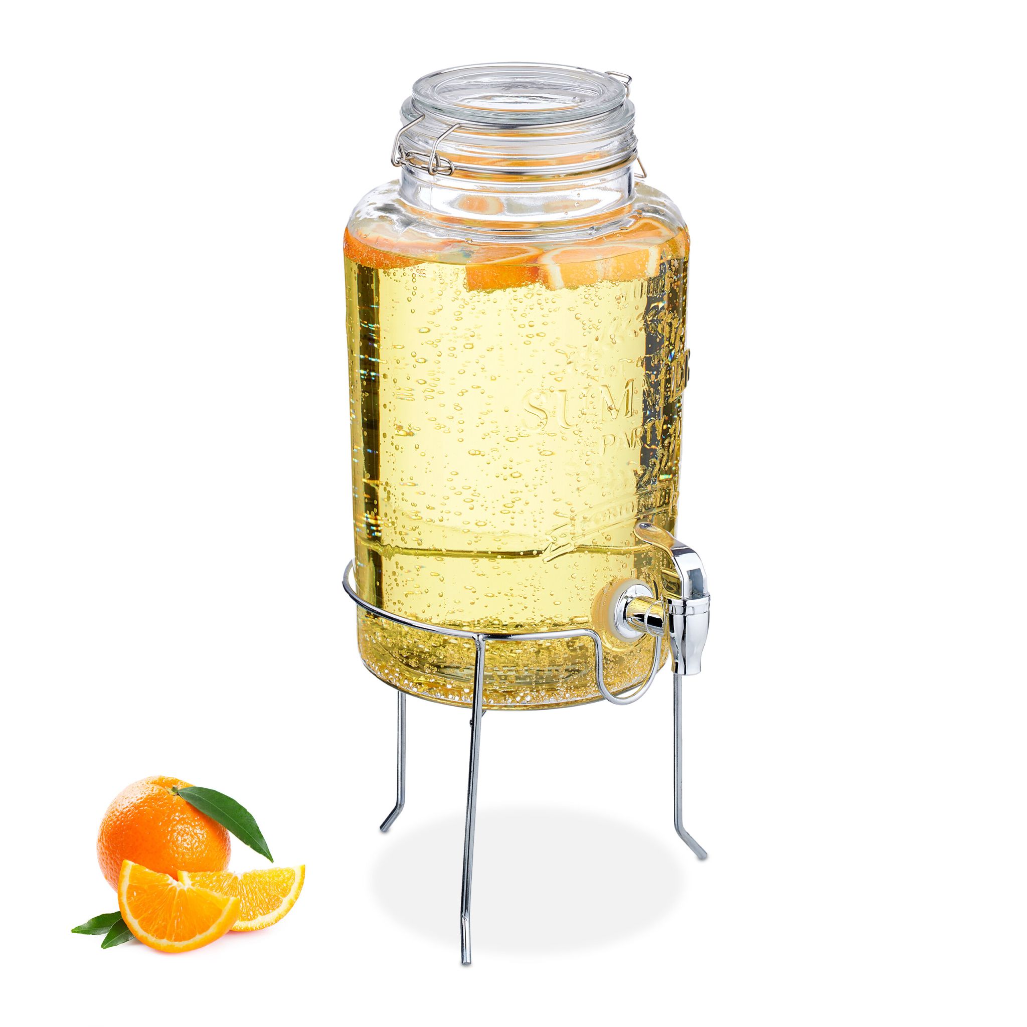 Getränkespender mit Ständer 5L Silber-Transparent