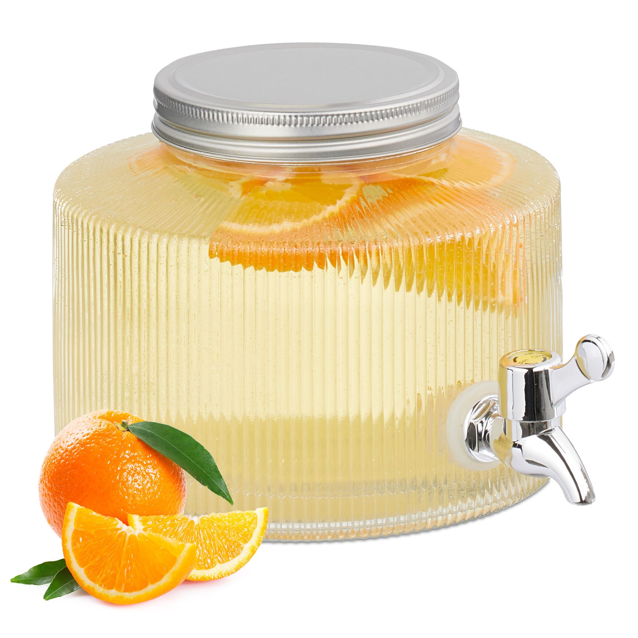 Dekorativer Getränkespender 2,8L Silber-Transparent