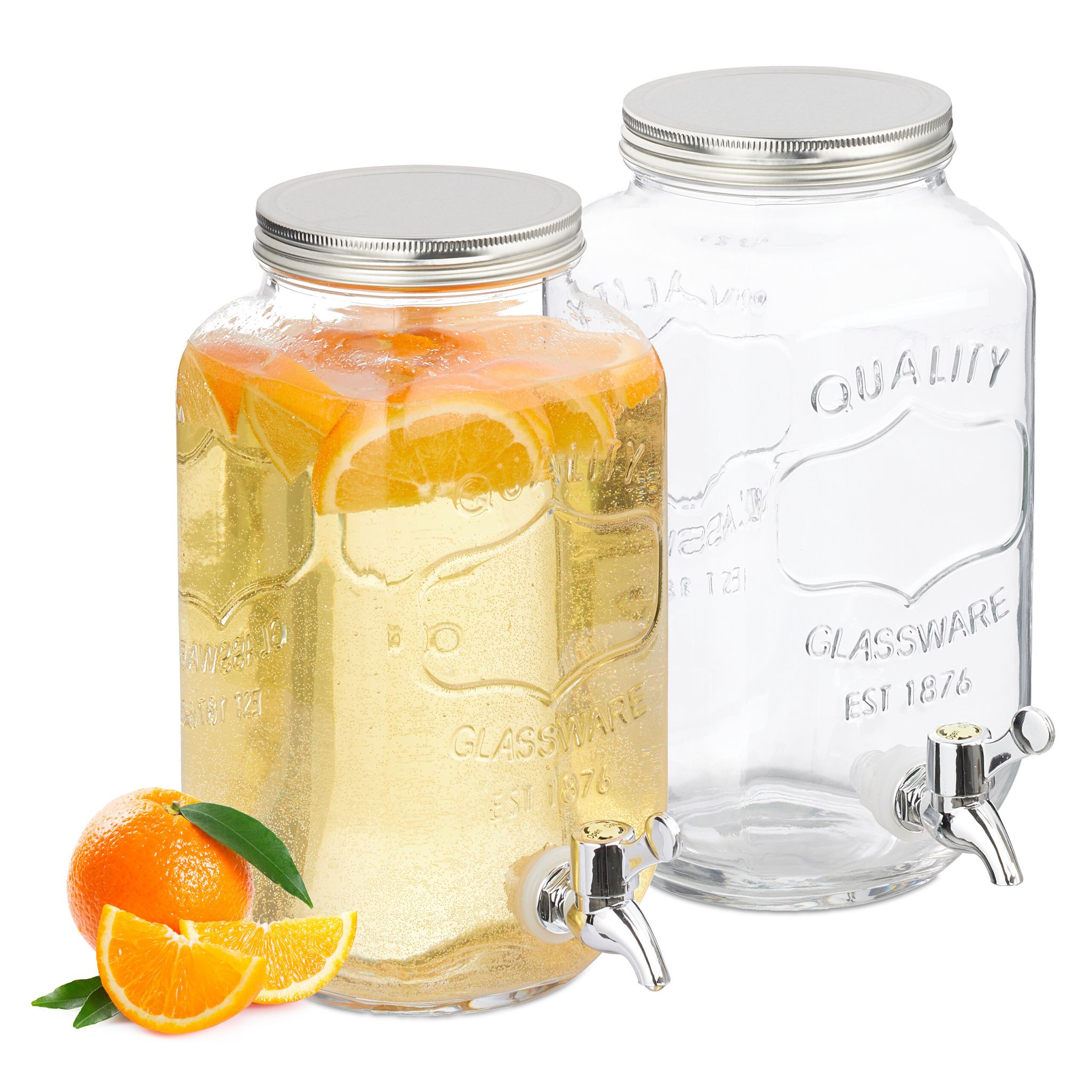 Getränkespender 3,5L 2er-Set Silber-Transparent