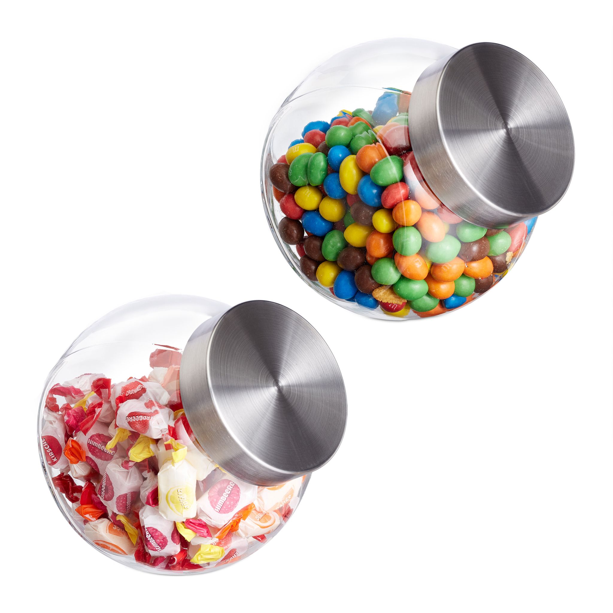 Bonbongläser 2er-Set 1,5L Silber-Transparent