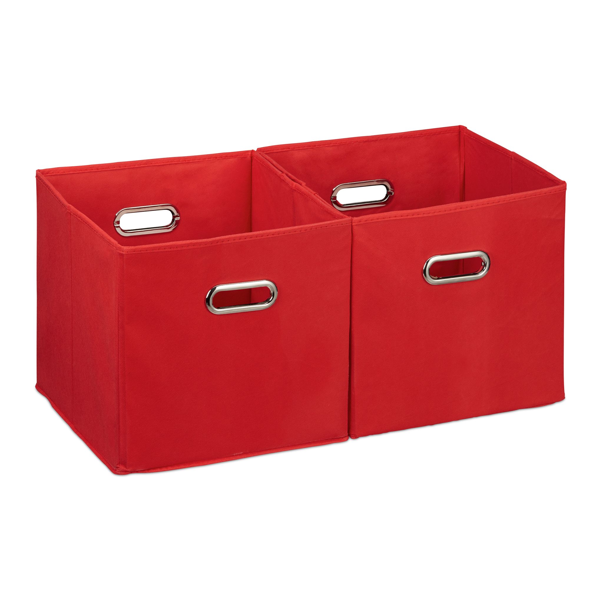 Aufbewahrungsbox Stoff 2er-Set Rot-Silber