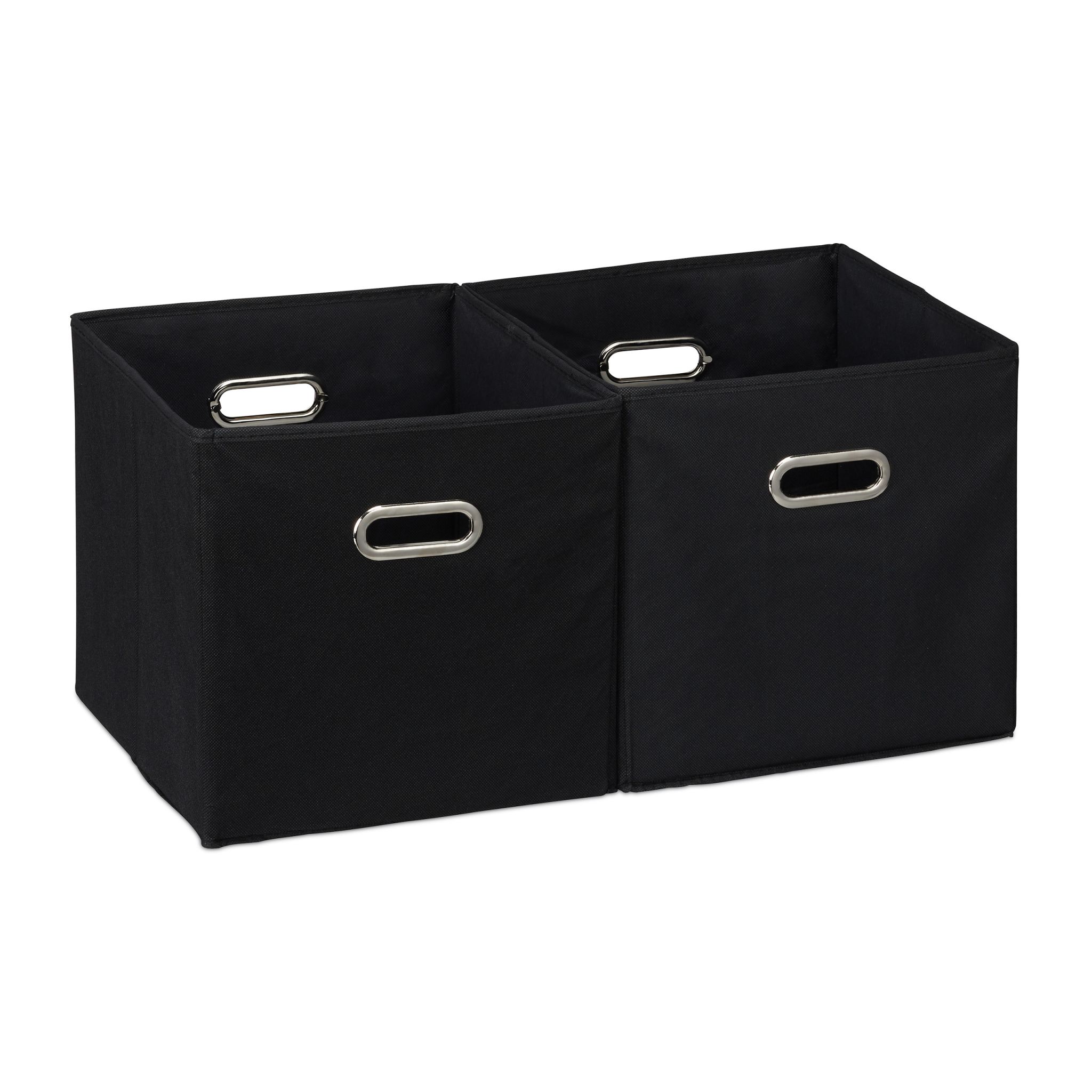 Aufbewahrungsbox Stoff 2er-Set Schwarz-Silber