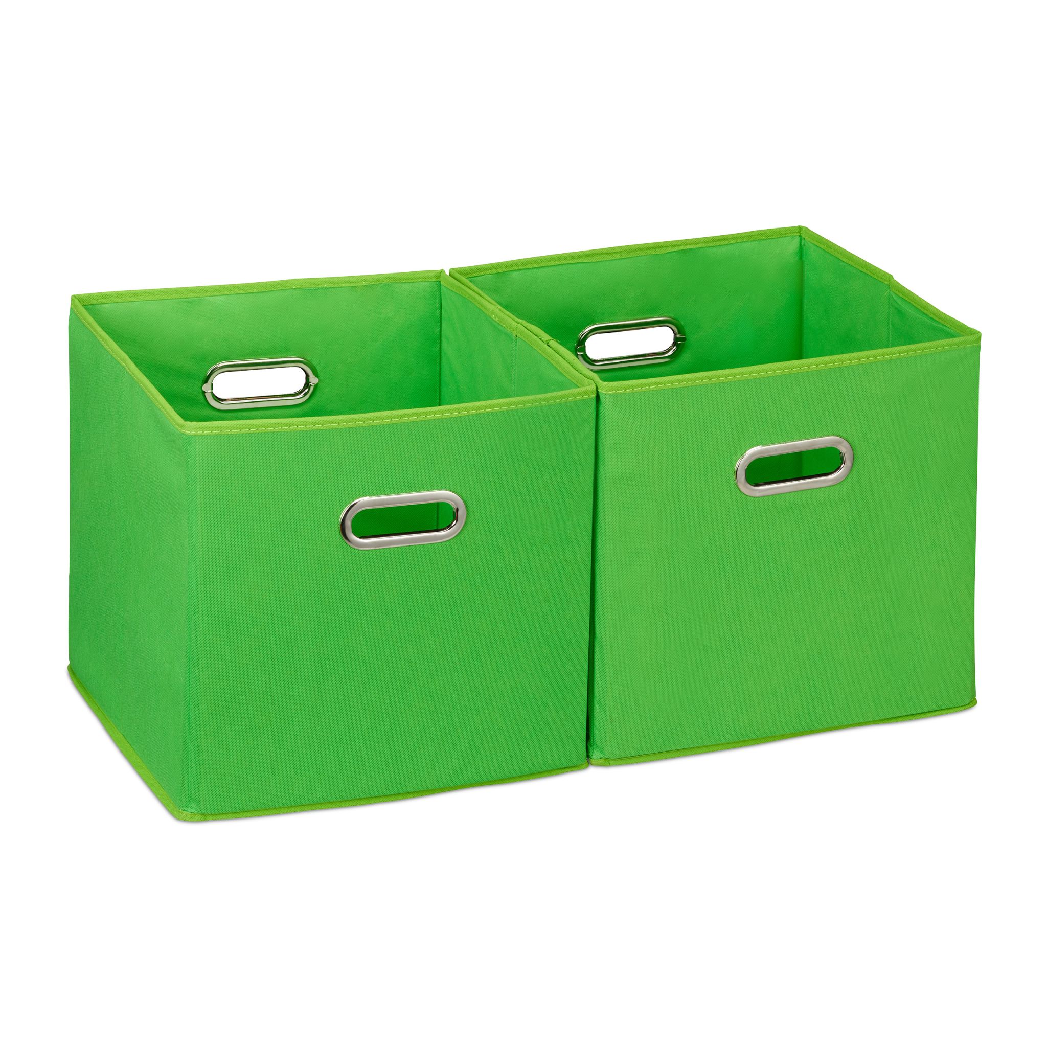 Aufbewahrungsbox Stoff 2er-Set Grün-Silber